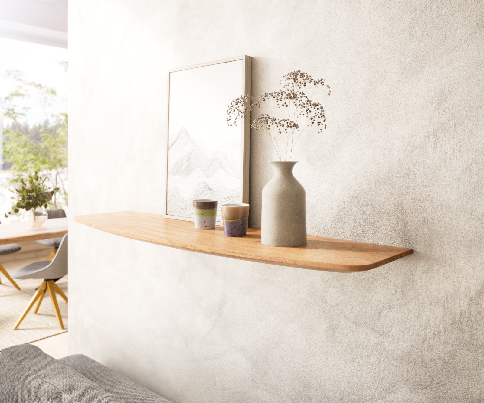 Wandregal Edge 100 cm Akazie Natur Schweizer Kante Massiv Wandregal Edge 100 cm Akazie Natur Schweizer Kante Massiv