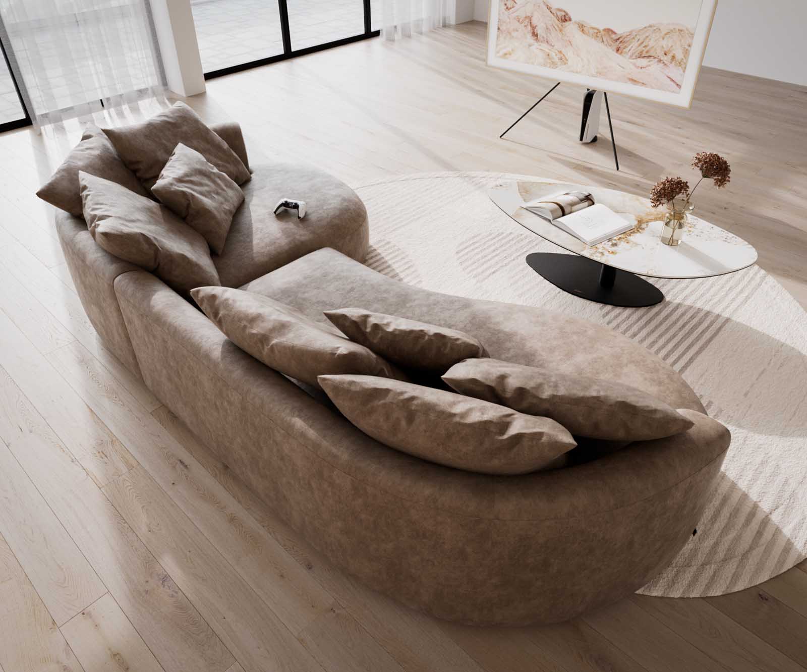 Sofa Edina 330x170 cm  Mikrofaser Taupe Vintage 7