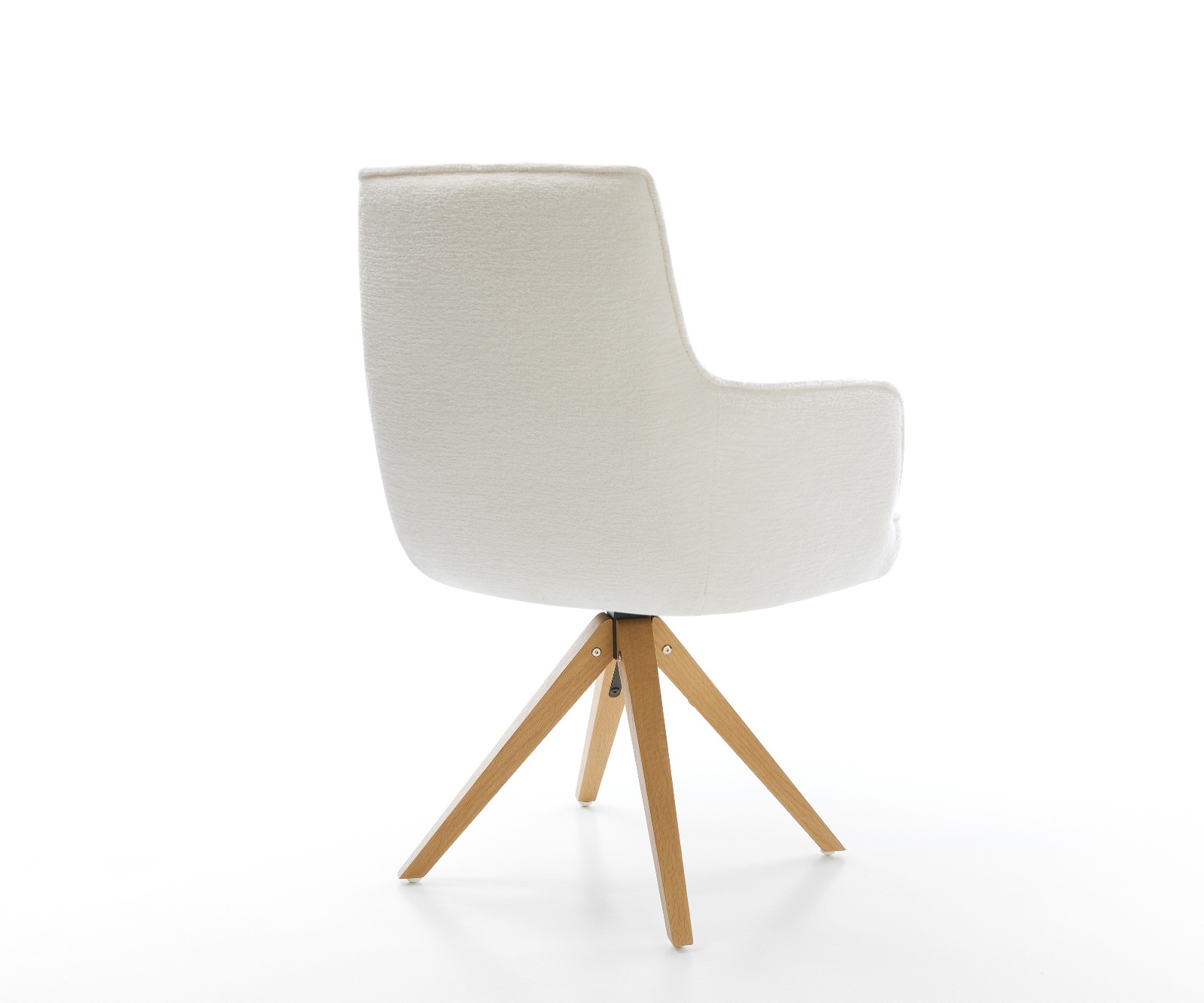 Drehstuhl Heira-Flex mit Armlehnen Bouclé Soft Beige Holzgestell kantig Natur 360° drehbar Taschenfederkern 4