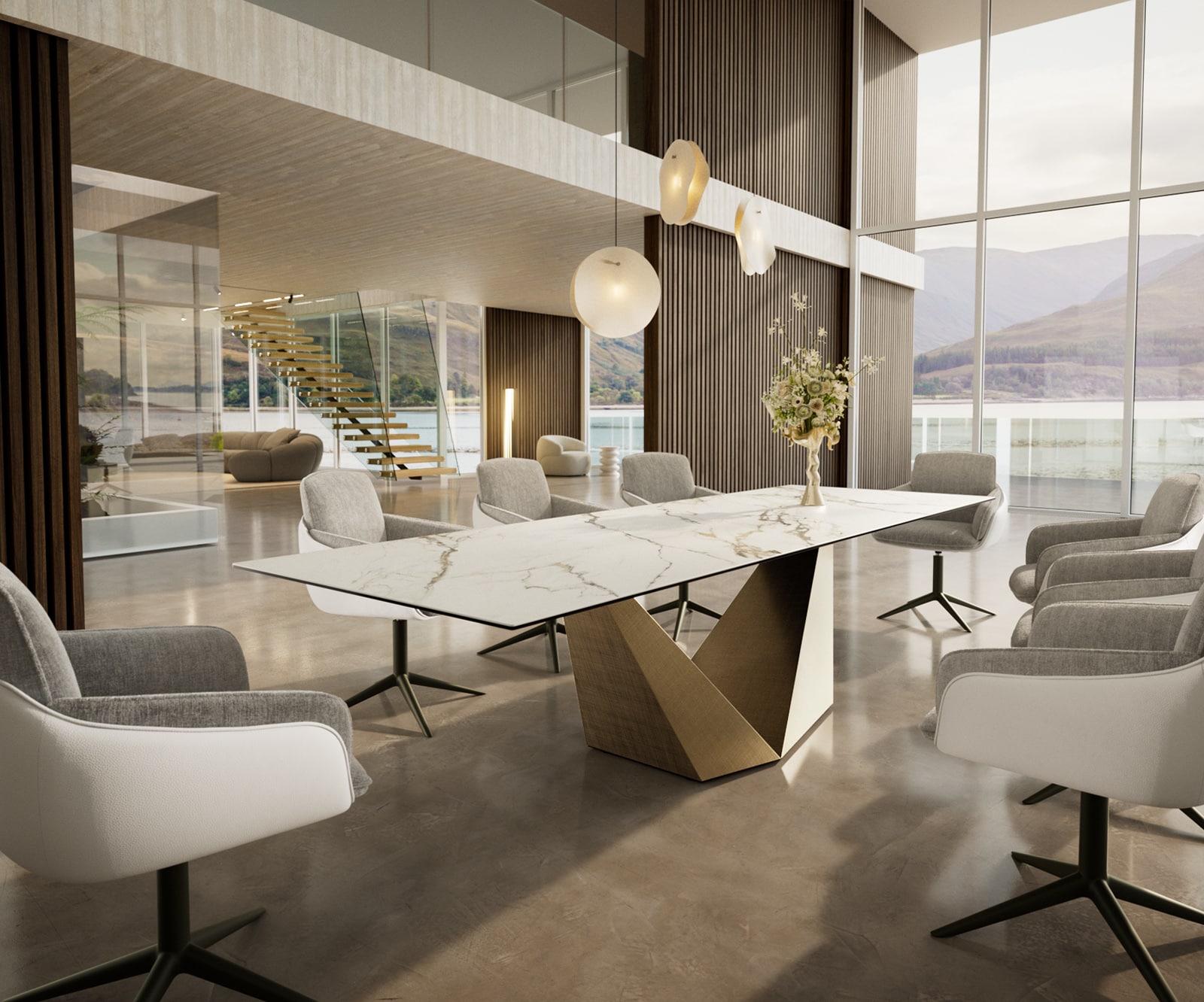 Esstisch Edge 300x100 Keramik Calacatta Luxe Weiß-Gold-Grau Prisma Metallic Gold 6 Esstisch Edge 300x100 Keramik Calacatta Luxe Weiß-Gold-Grau Prisma Metallic Gold 6