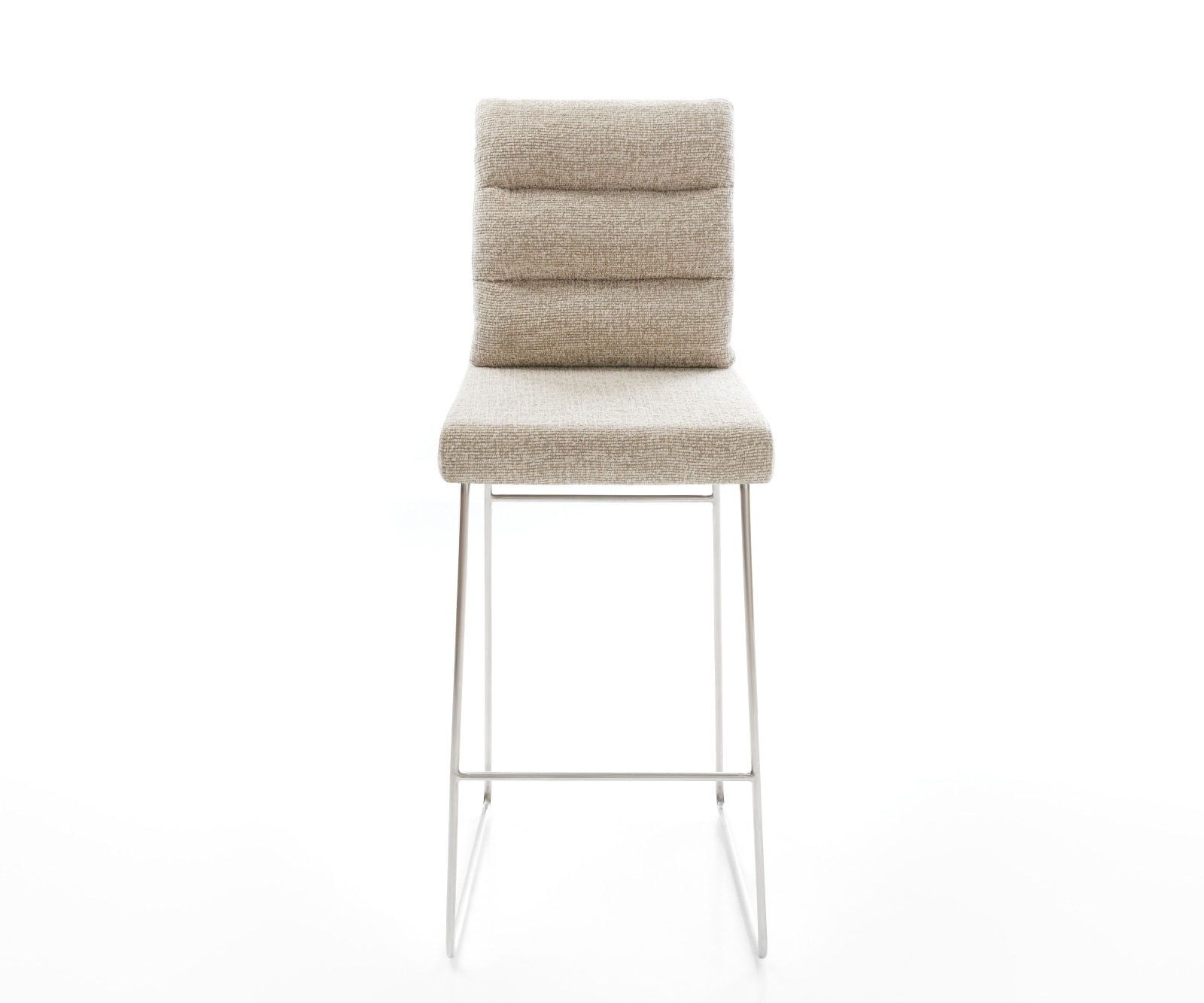 Barstuhl Pela-Flex Webstoff Soft Beige Kufengestell Edelstahl Silberfarben 1