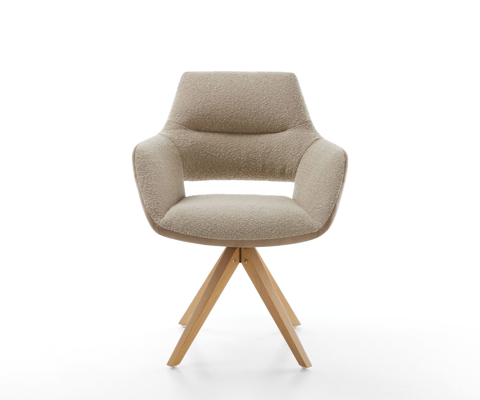 Drehstuhl Yago-Flex mit Armlehnen Materialmix Schlamm Holzgestell kantig Weiß 180° drehbar Taschenfederkern 1 Drehstuhl Yago-Flex mit Armlehnen Materialmix Schlamm Holzgestell kantig Weiß 180° drehbar Taschenfederkern 1