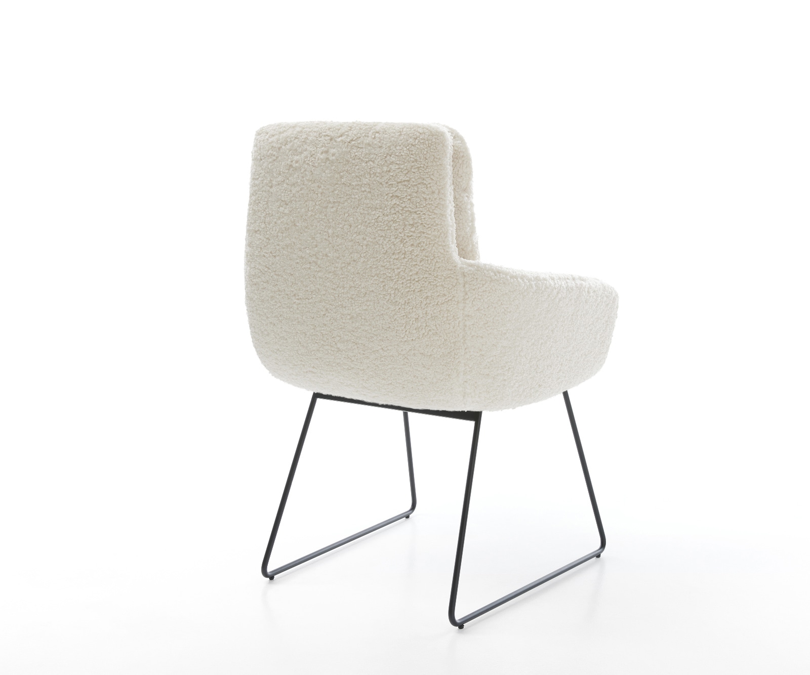 Esszimmerstuhl Abelia-Flex mit Armlehnen Teddystoff Beige Kufengestell Schwarz 4