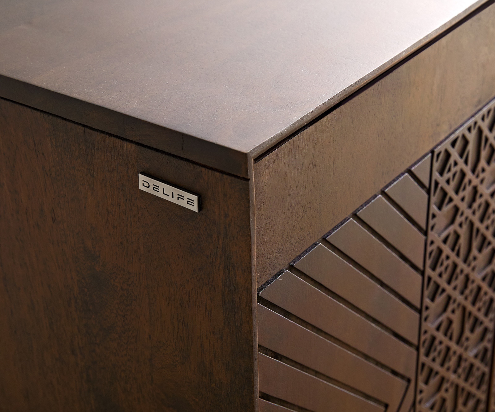 Sideboard Manjula 170 cm Mango Braun 4 Türen Winkelfuß Metall Schwarz 3 Sideboard Manjula 170 cm Mango Braun 4 Türen Winkelfuß Metall Schwarz 3