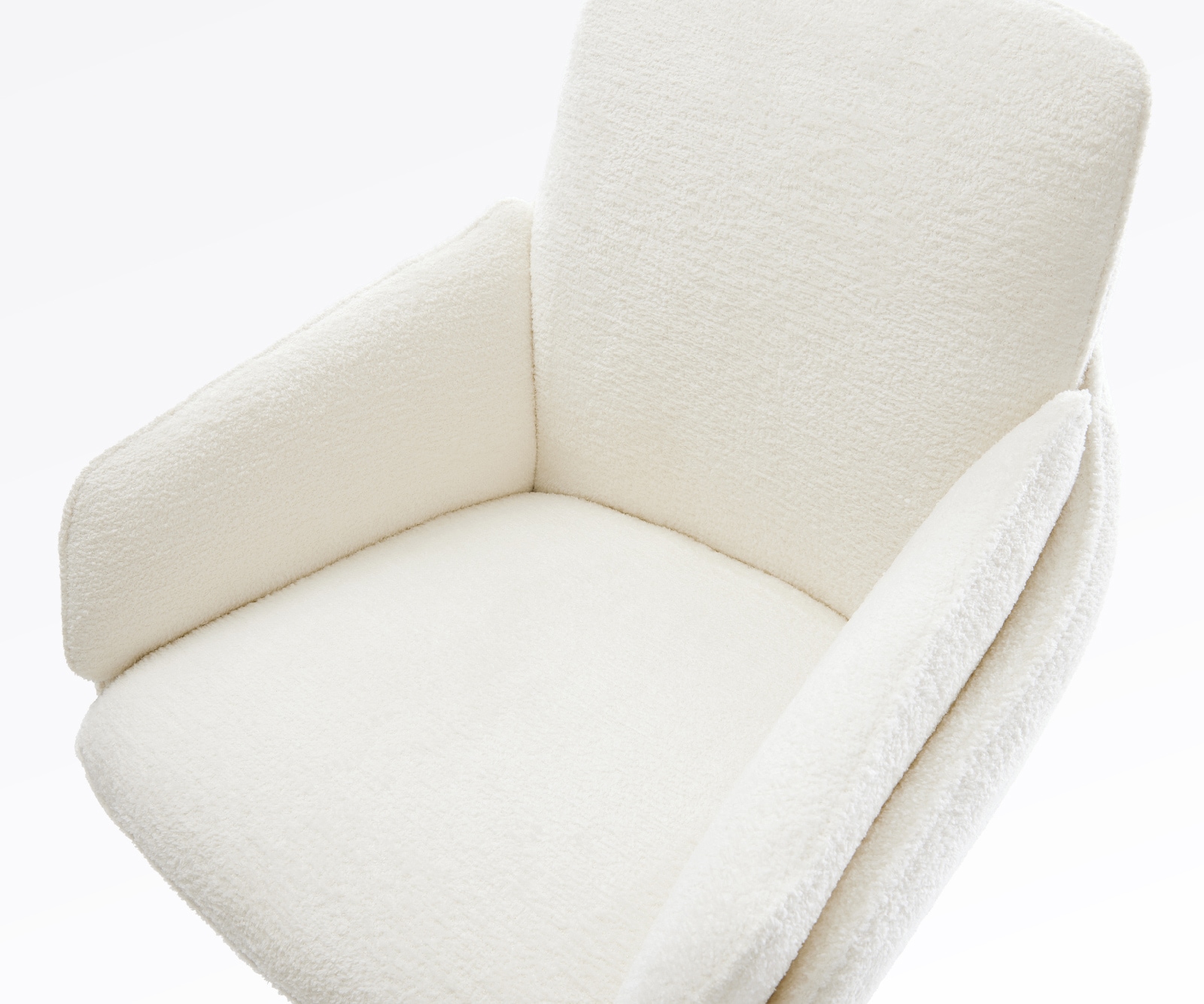 Barstuhl Luan-Flex Bouclé Soft Beige Drehfuß höhenverstellbar Metall Titanfarben 4