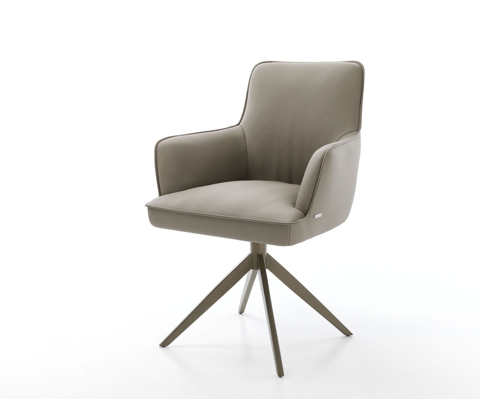 Drehstuhl Heira-Flex mit Armlehnen Echt-Leder Schlamm Kreuzgestell breit Effektfinish Titan 360° drehbar Taschenfederkern