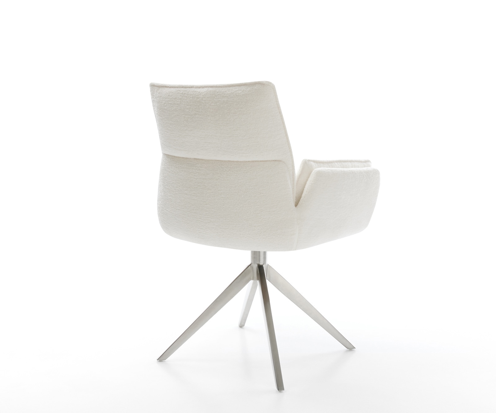 Drehstuhl Nela-Flex Bouclé Soft Beige Kreuzgestell breit Edelstahl 360° drehbar Wippfunktion 5