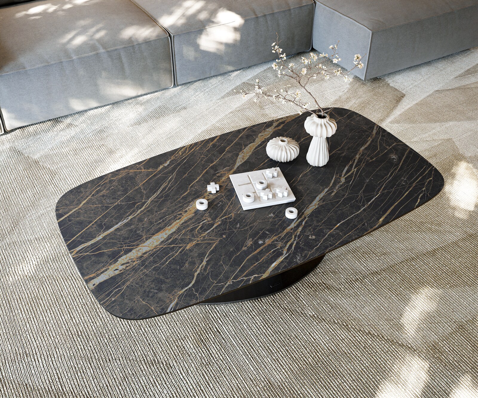 Couchtisch Edge Boot 140x80 cm Keramik Laminam® Noir Desir Braun Vibany Metall Schwarz 5