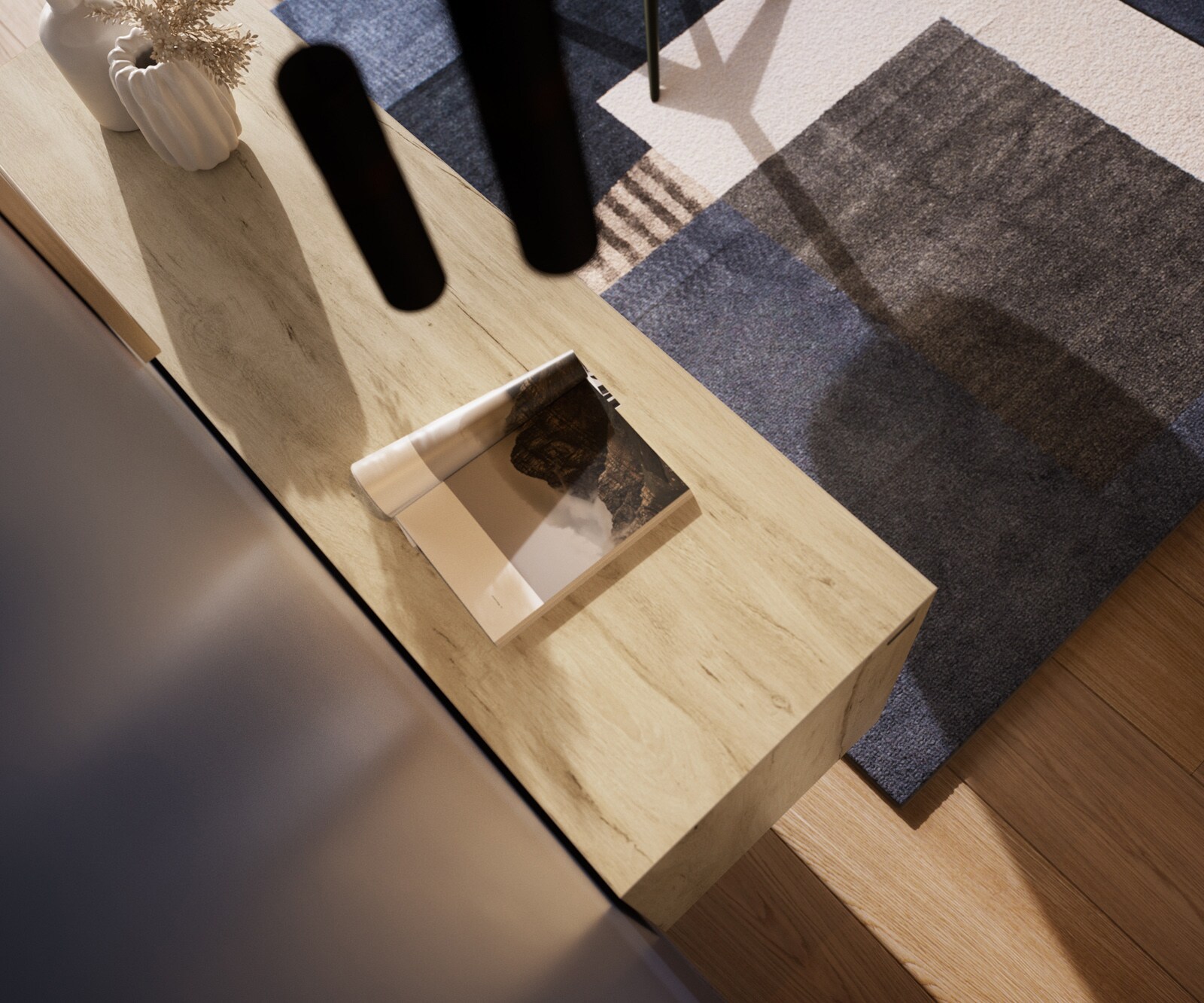 Sideboard Cuor 180 cm Keramik Laminam® Sabbia Eichefarbig 2 Türen 3 Schubfächer Fuß Schwebeoptik Edelstahl 6