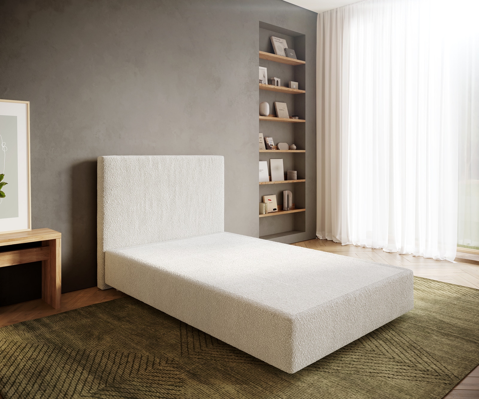 Boxspringgestell Dream-Well 120x200 cm Bouclé Creme-Weiß Boxspringgestell Dream-Well 120x200 cm Bouclé Creme-Weiß
