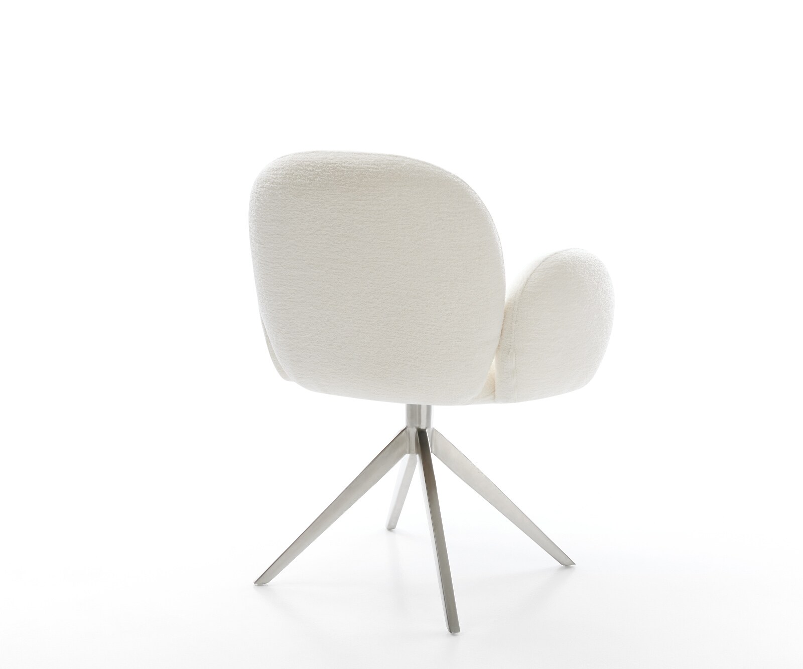 Drehstuhl Nube-Flex mit Armlehnen Bouclé Soft Beige Kreuzgestell breit Edelstahl 360° drehbar Taschenfederkern 4