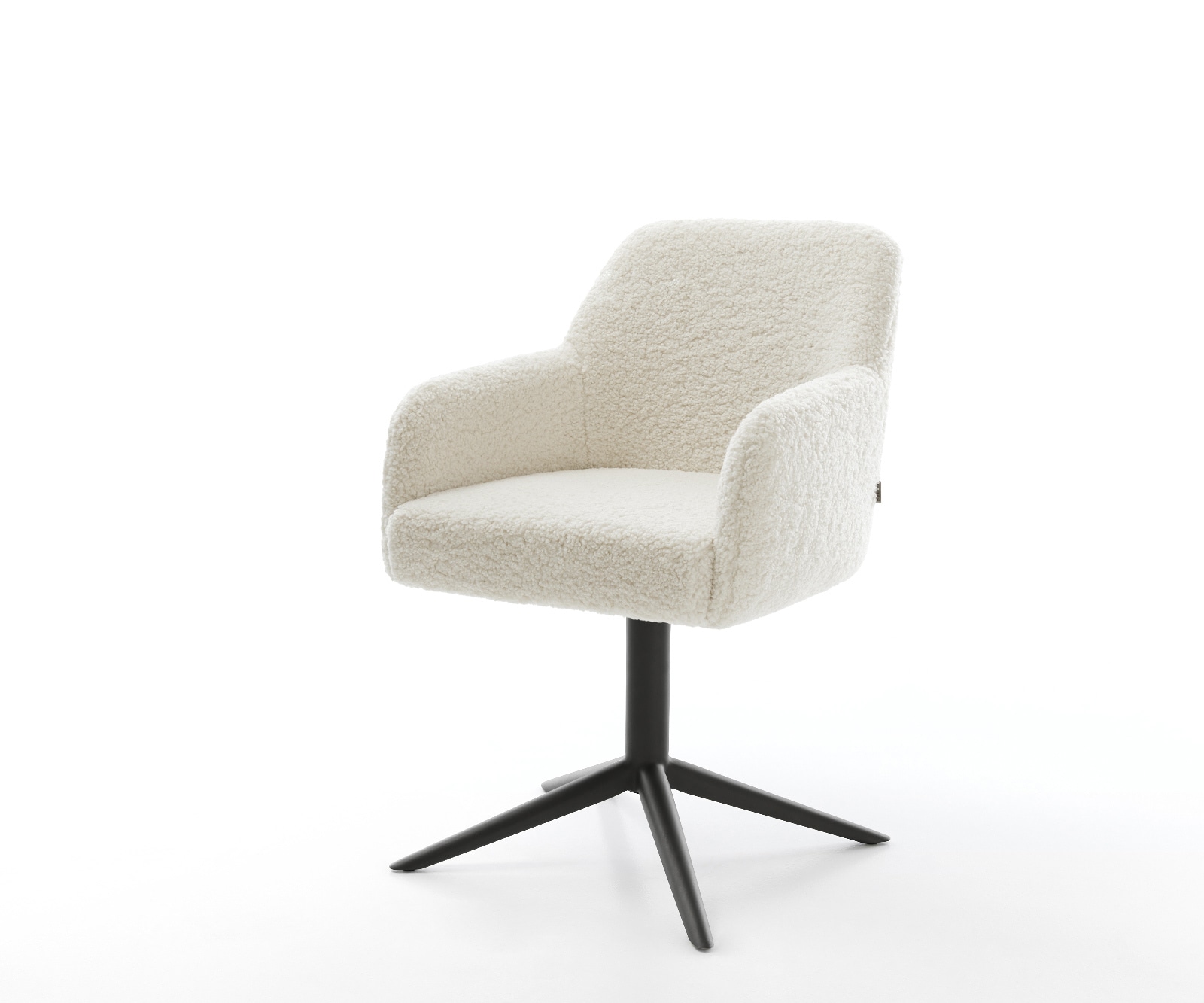 Drehstuhl Greg-Flex Teddystoff Beige Fußkreuz Schwarz 360° drehbar Wippfunktion Taschenfederkern