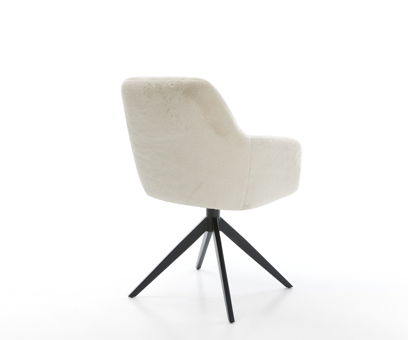 Drehstuhl Pejo-Flex Plüsch Creme-Weiß Kreuzgestell breit Schwarz 360° drehbar Wippfunktion Taschenfederkern 5