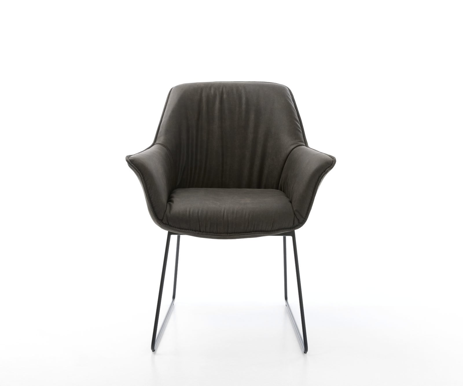 Esszimmerstuhl Keila-Flex mit Armlehnen Mikrofaser Anthrazit Vintage Kufengestell Schwarz 2 Esszimmerstuhl Keila-Flex mit Armlehnen Mikrofaser Anthrazit Vintage Kufengestell Schwarz 2