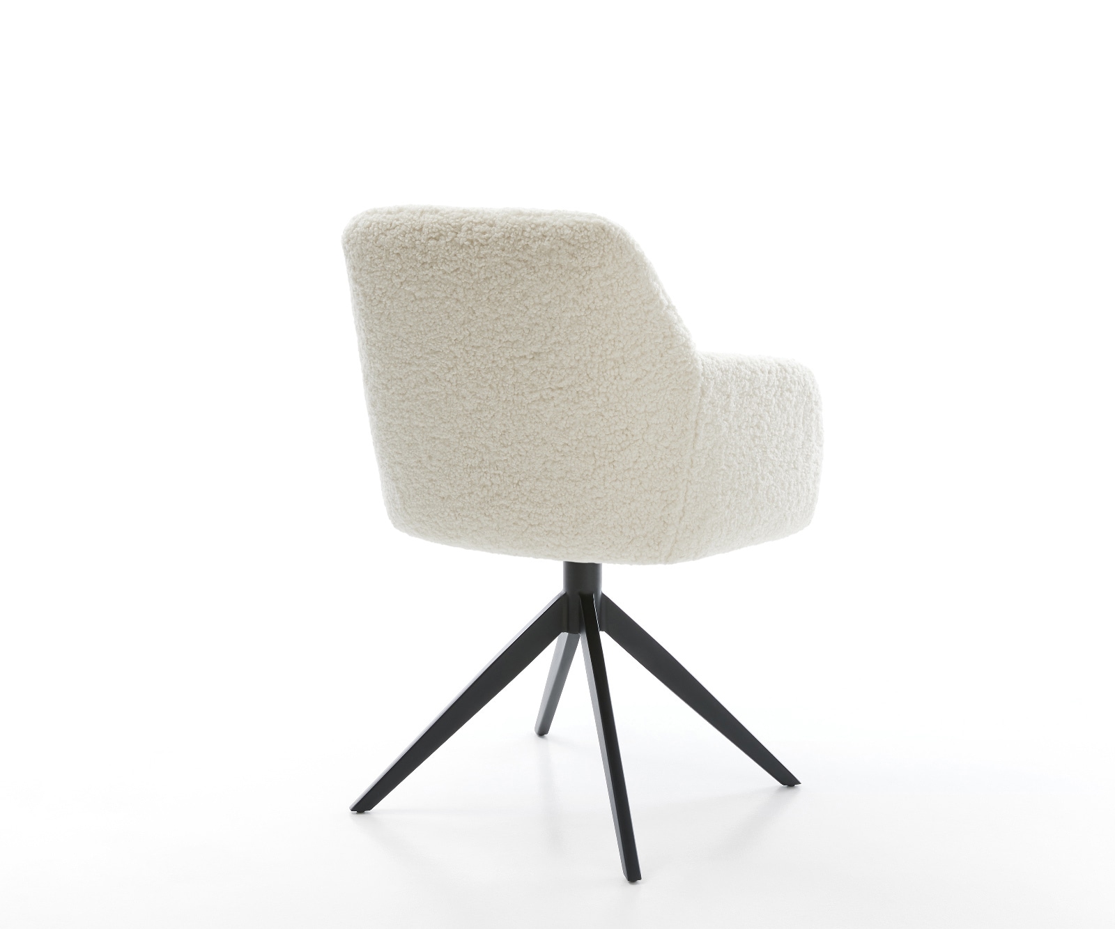 Drehstuhl Greg-Flex Teddystoff Beige Kreuzgestell breit Schwarz 360° drehbar Wippfunktion Taschenfederkern 4
