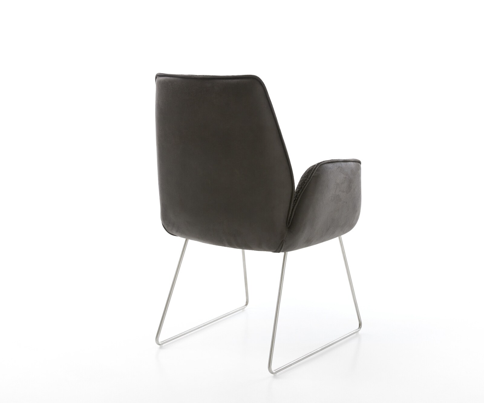 Esszimmerstuhl Zoa-Flex Materialmix Schwarz Kufengestell Edelstahl Taschenfederkern 5