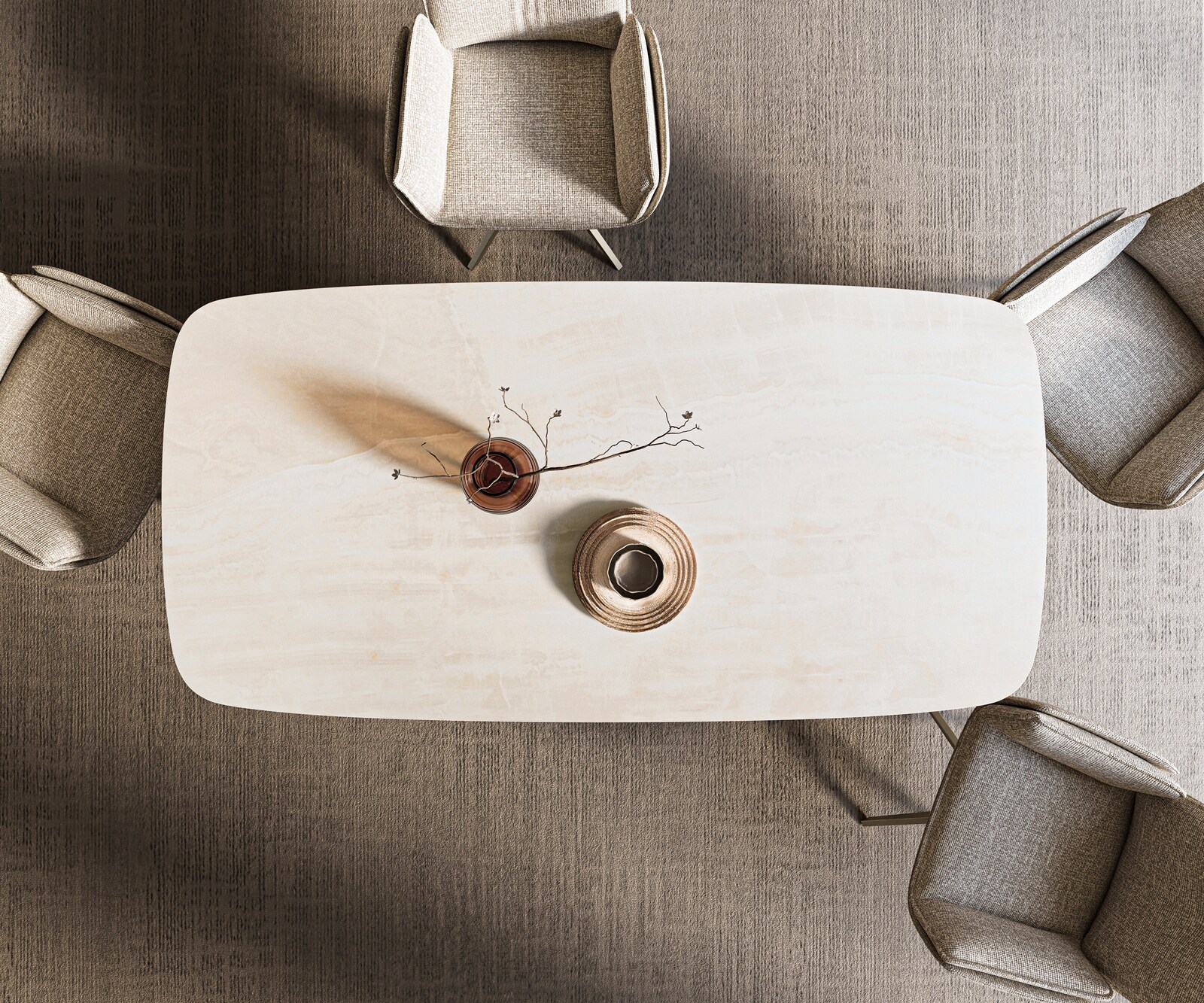 Esstisch Edge Boot 200x100 cm Keramik Onyx Champagne W-Gestell Metall Effektfinish Titan 6