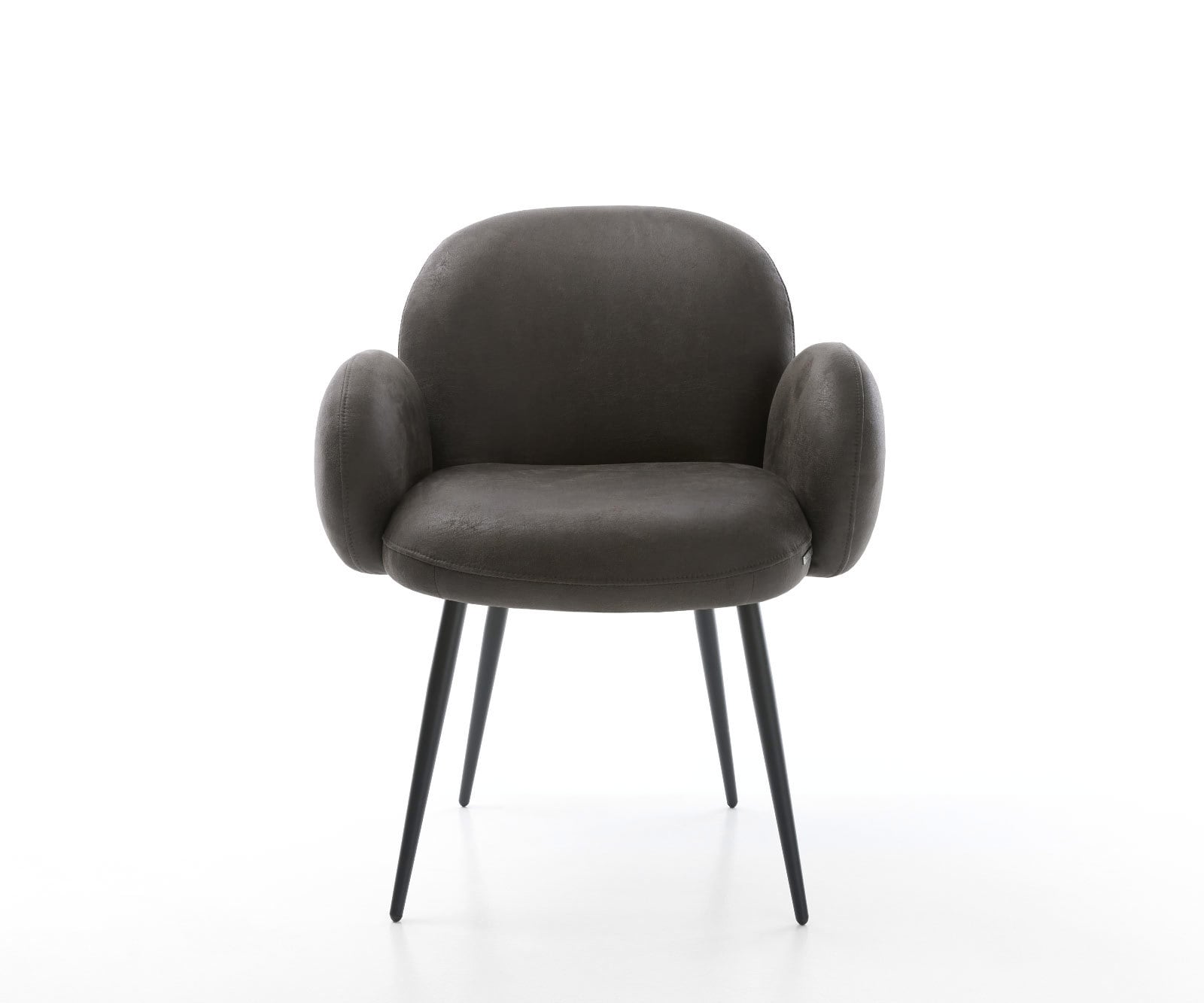 Esszimmerstuhl Nube-Flex mit Armlehnen Mikrofaser Anthrazit Vintage 4-Fuß konisch Schwarz Taschenfederkern 1 Esszimmerstuhl Nube-Flex mit Armlehnen Mikrofaser Anthrazit Vintage 4-Fuß konisch Schwarz Taschenfederkern 1