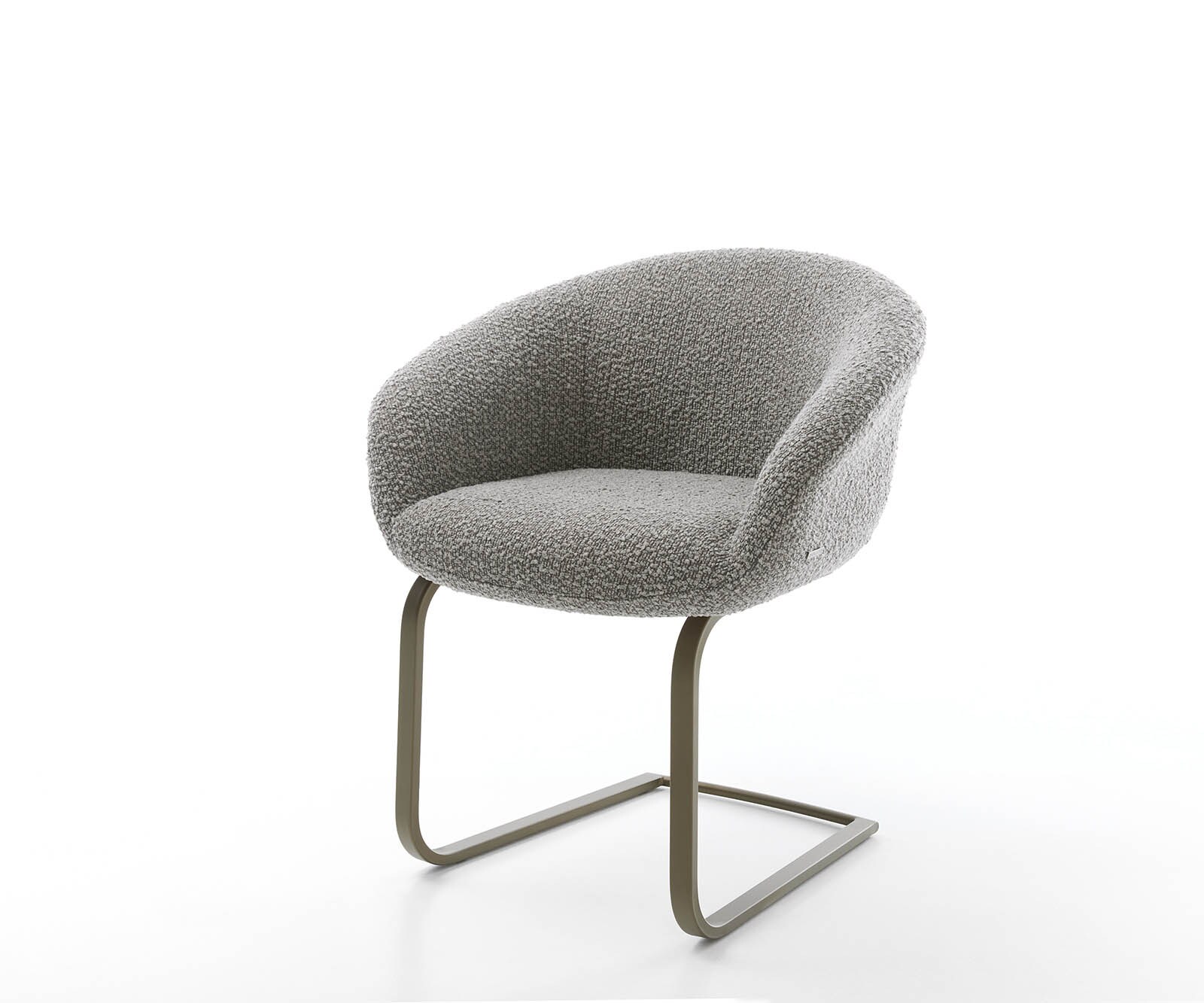 Freischwinger Vinka-Flex mit Armlehnen Bouclé Silbergrau Freischwinger flach Effektfinish Titan Taschenfederkern