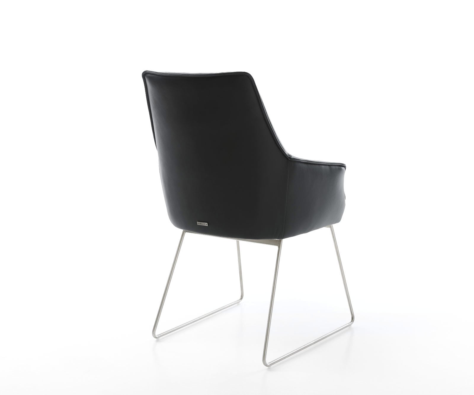Esszimmerstuhl Alja-Flex mit Armlehnen Echt-Leder Schwarz Kufengestell Edelstahl Taschenfederkern 4 Esszimmerstuhl Alja-Flex mit Armlehnen Echt-Leder Schwarz Kufengestell Edelstahl Taschenfederkern 4