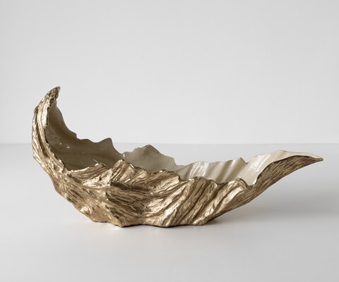 Schale Maris B78 x T24 x H38 cm Aluminium Champagner Ivory Handgemacht