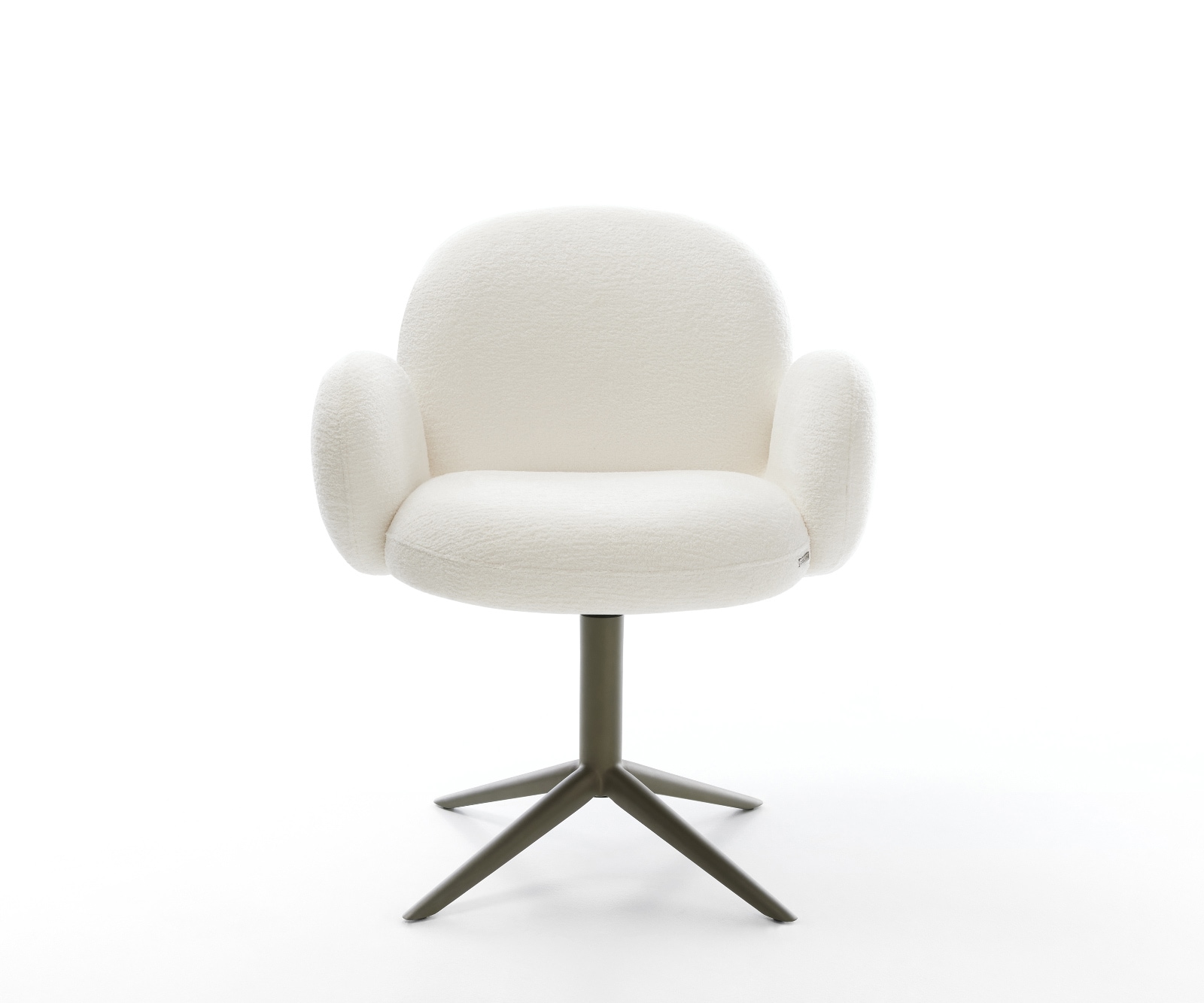 Drehstuhl Nube-Flex mit Armlehnen Bouclé Soft Beige Fußkreuz Effektfinish Titan 360° drehbar Wippfunktion Taschenfederkern 1