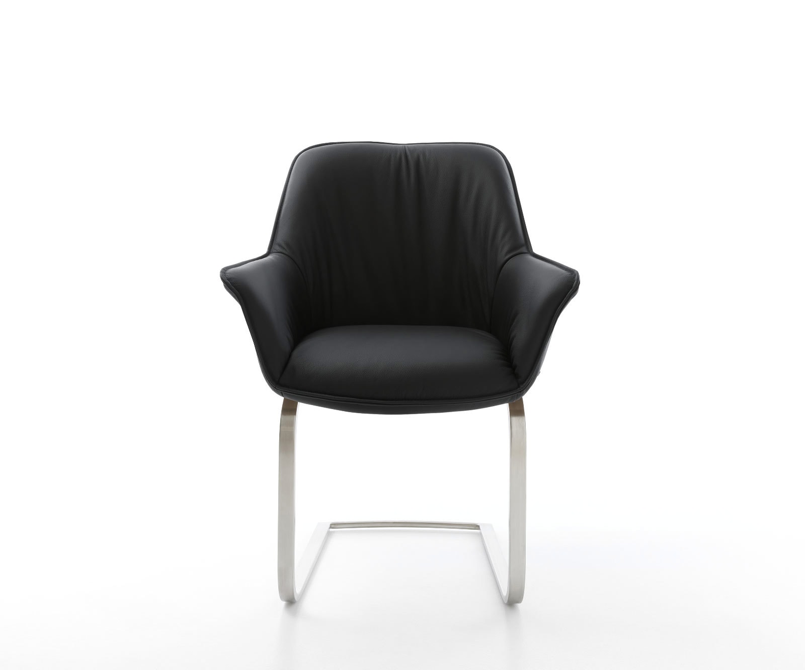 Freischwinger Keila-Flex mit Armlehnen Echt-Leder Schwarz Freischwinger flach Edelstahl 2