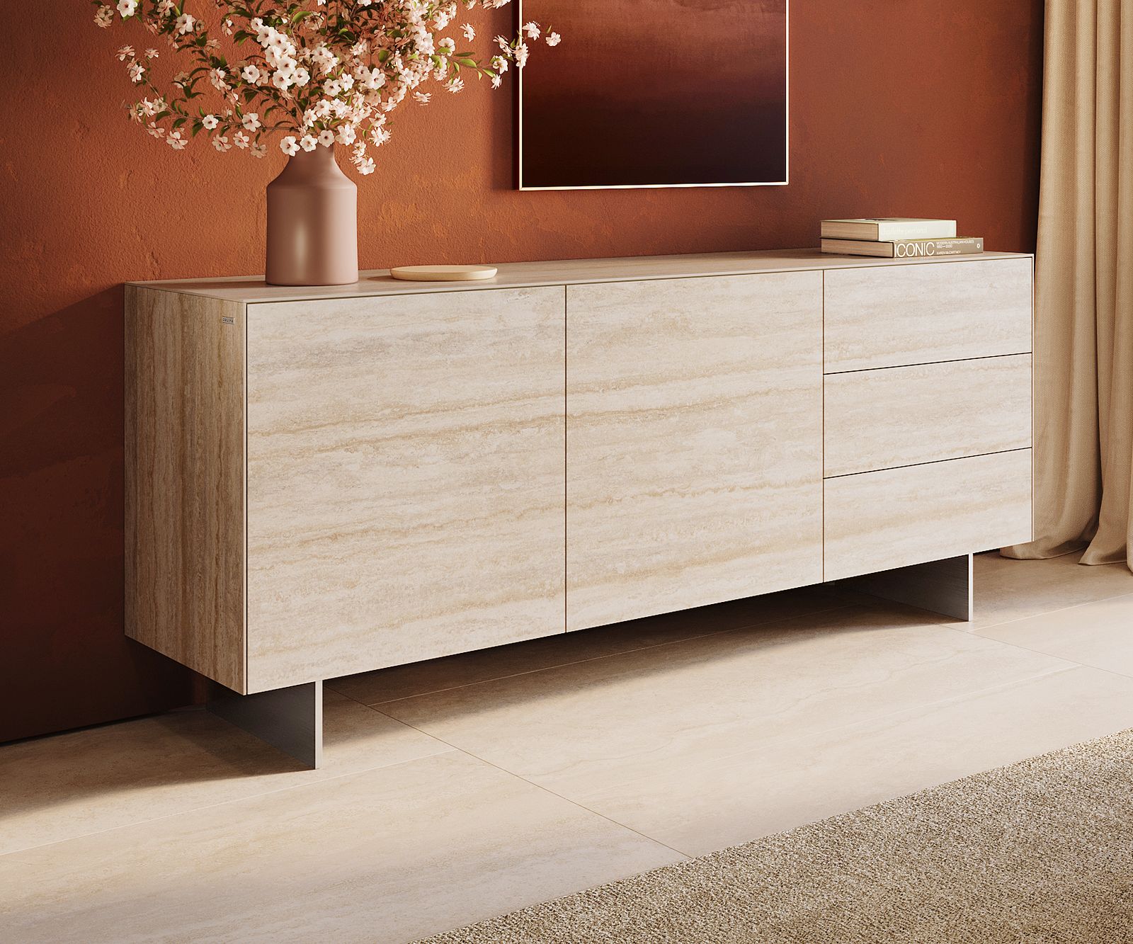 Fuß Schwebeoptik 15cm Edelstahl für Kastenmöbel der Tiefe 45 cm (2er Set) 2