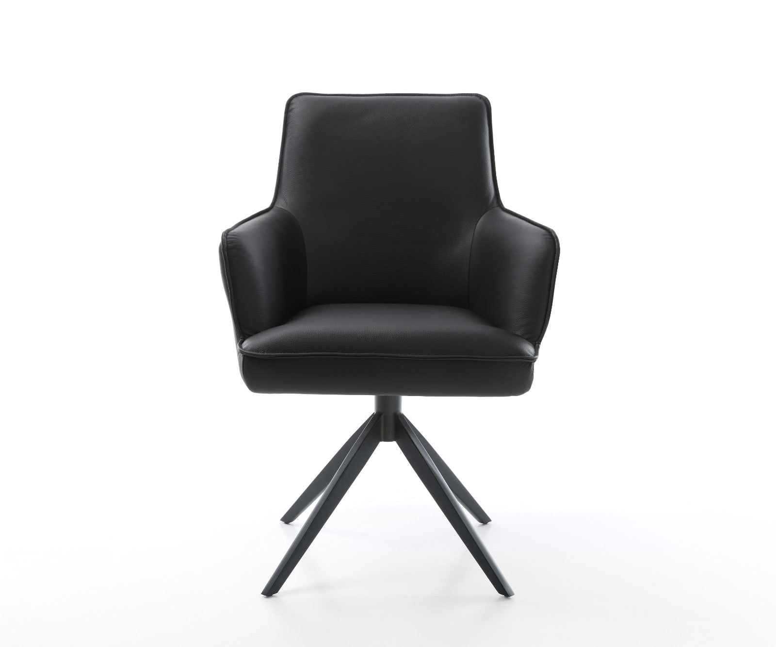 Drehstuhl Heira-Flex mit Armlehnen Echt-Leder Schwarz Kreuzgestell breit Schwarz 360° drehbar Wippfunktion Taschenfederkern 1 Drehstuhl Heira-Flex mit Armlehnen Echt-Leder Schwarz Kreuzgestell breit Schwarz 360° drehbar Wippfunktion Taschenfederkern 1