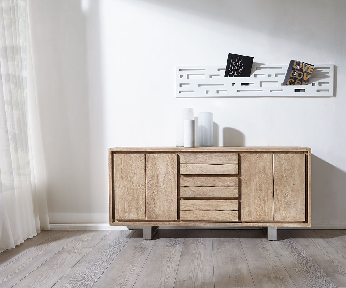 Sideboard Live-Edge 172 cm Akazie Champagner 3 Schübe 4 Türen 1
