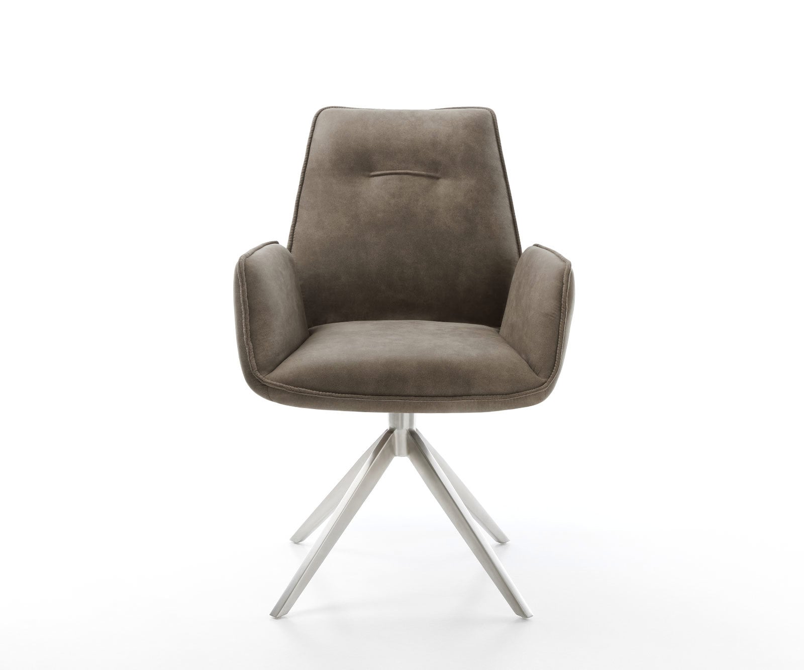 Drehstuhl Zoa-Flex Mikrofaser Taupe Vintage Kreuzgestell breit Edelstahl 360° drehbar Wippfunktion Taschenfederkern 1