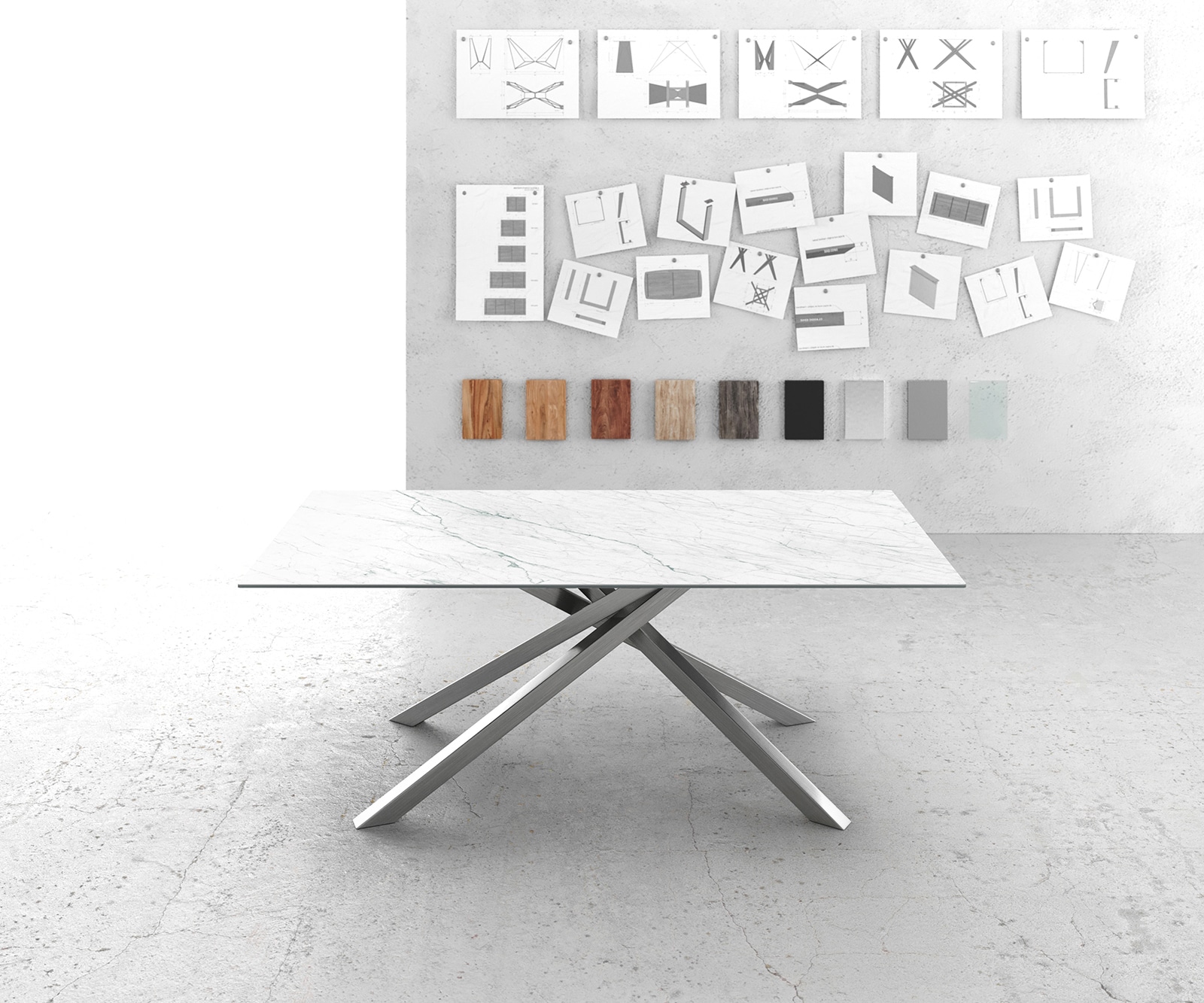 Esstisch Edge 200x100cm Keramik Laminam®Statuarietto Weiß Kreuzgestell Rechteck Edelstahl 4 Esstisch Edge 200x100cm Keramik Laminam®Statuarietto Weiß Kreuzgestell Rechteck Edelstahl 4