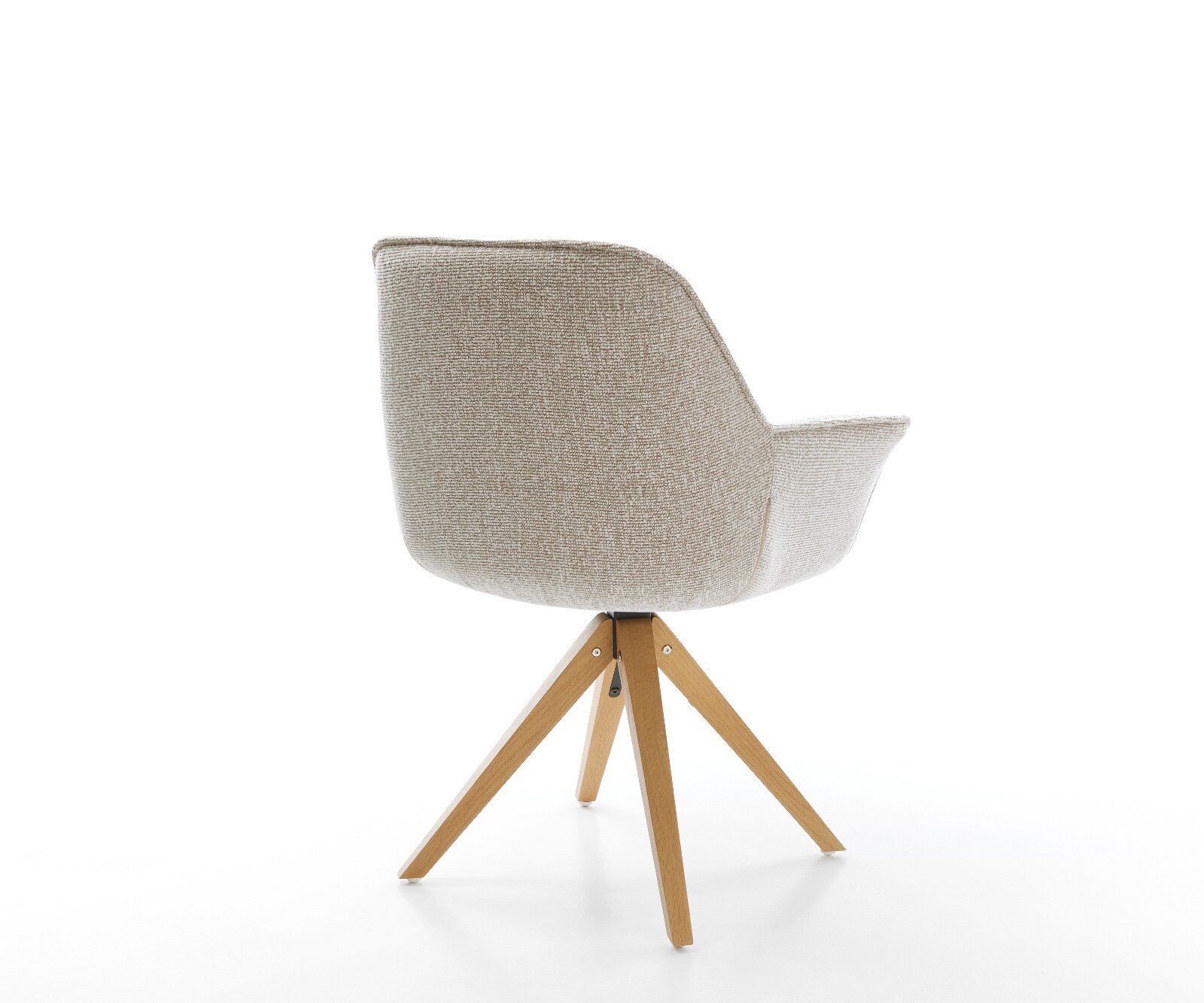 Drehstuhl Keila-Flex mit Armlehnen Webstoff Soft Beige Holzgestell kantig Natur 180° drehbar 5