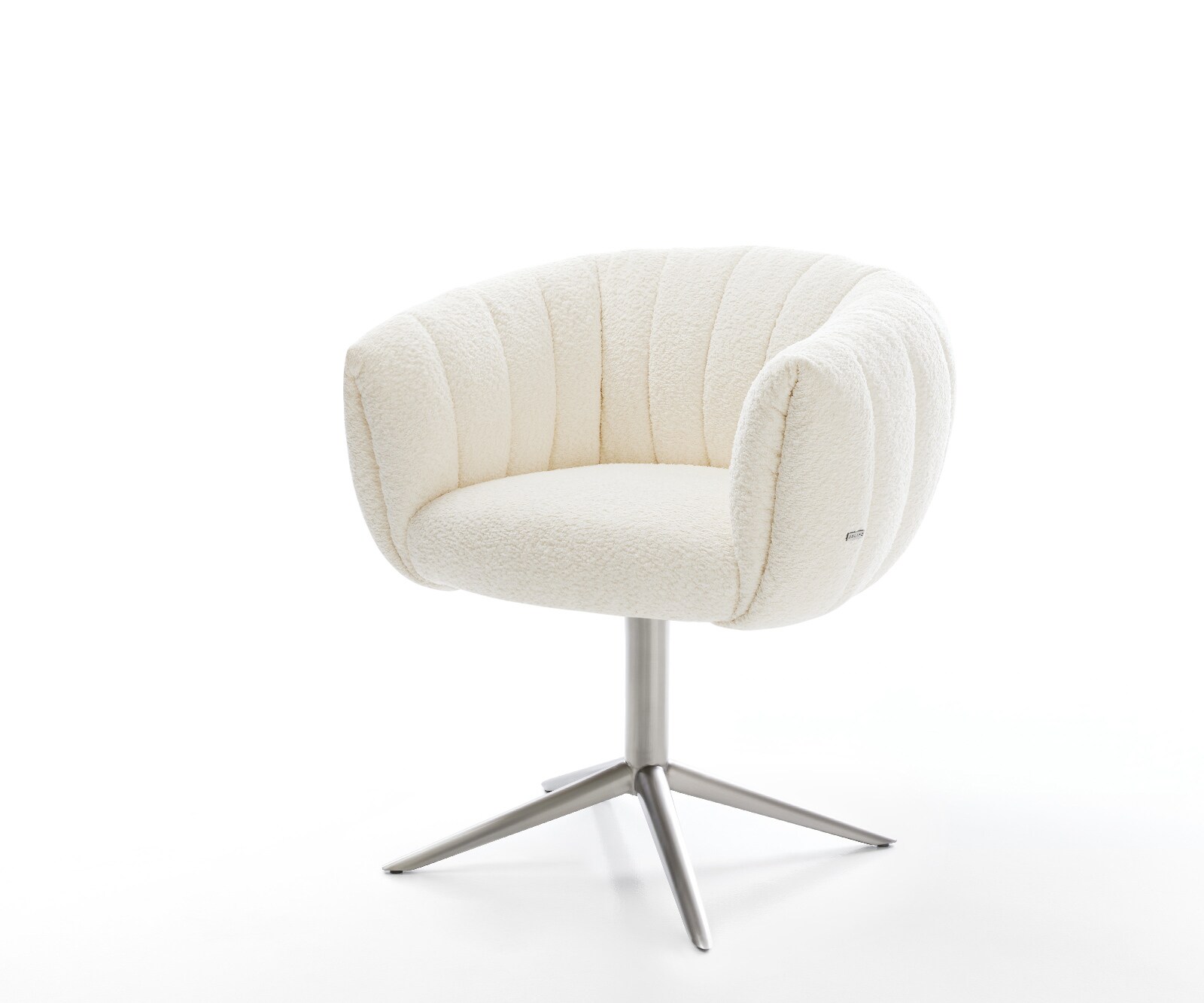 Drehstuhl Jada-Flex Bouclé Weiß Fußkreuz Edelstahl 360° drehbar Wippfunktio günstig online kaufen