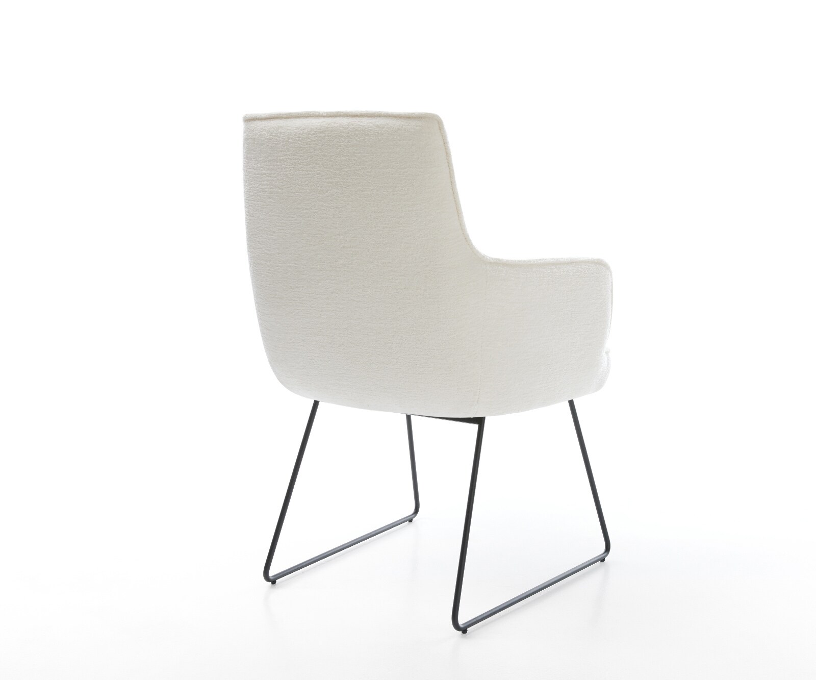 Esszimmerstuhl Heira-Flex mit Armlehnen Bouclé Soft Beige Kufengestell Schwarz Taschenfederkern 5