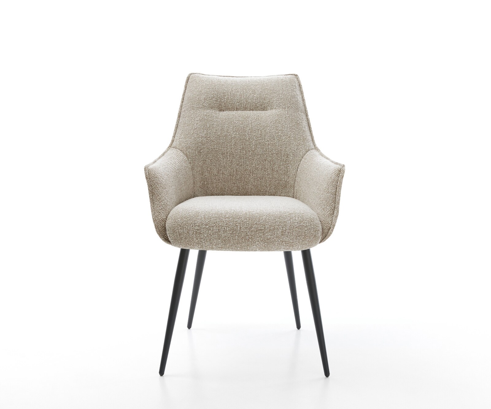 Esszimmerstuhl Alja-Flex mit Armlehnen Webstoff Soft Beige 4-Fuß konisch Schwarz Taschenfederkern 1