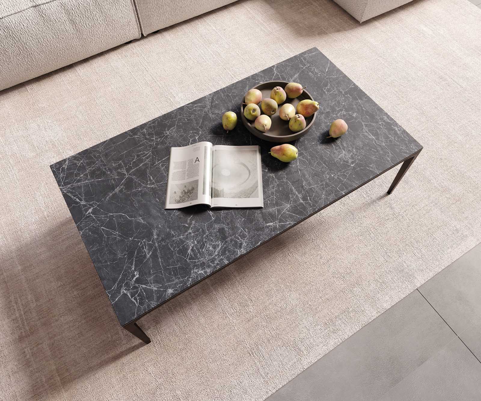 Couchtisch Levente 110x60 cm Keramik Laminam® Nero Greco Anthrazit Gestell Metall Schwarz 4