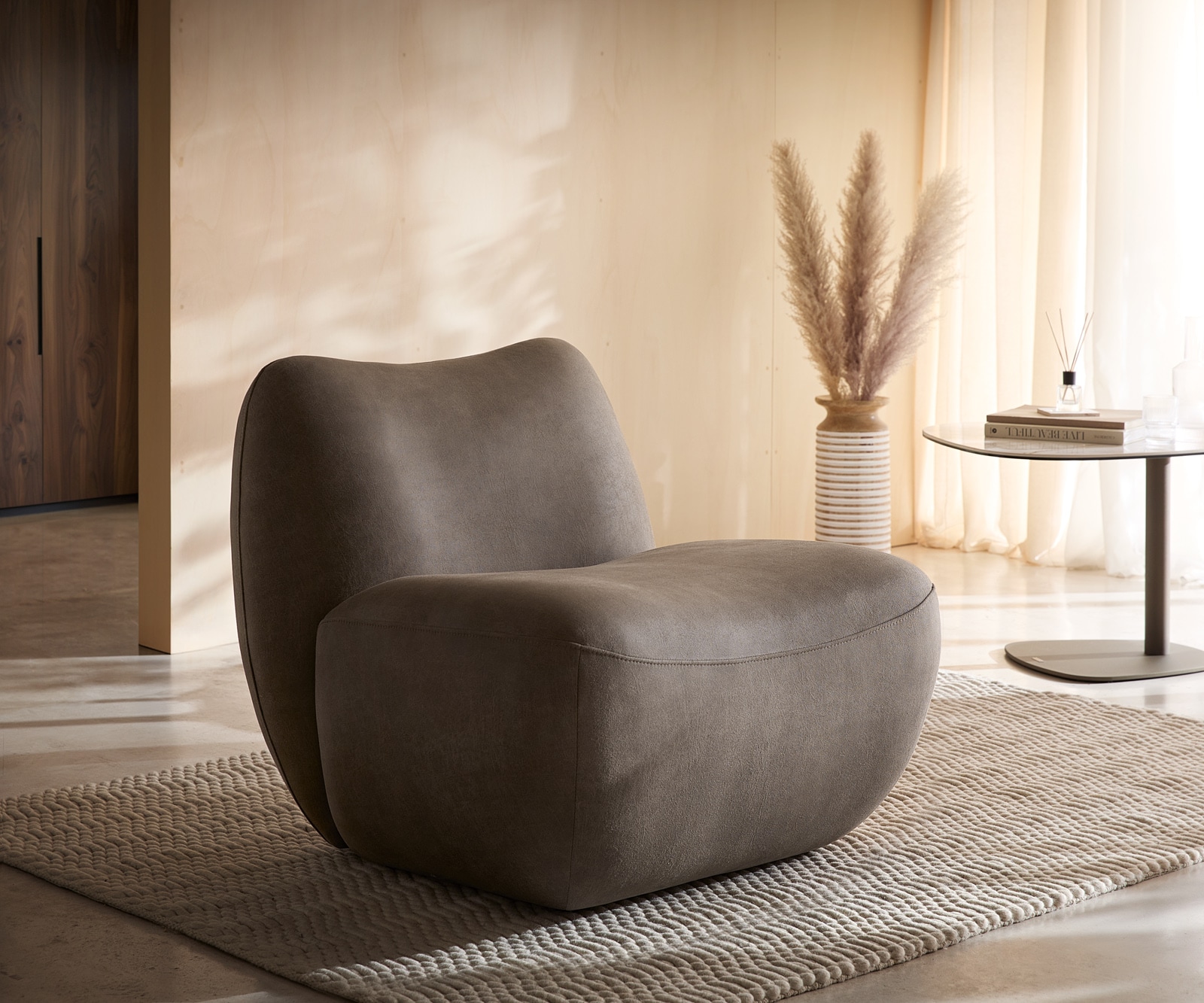 Loungesessel Zena 75x85 cm Taupe Vintage