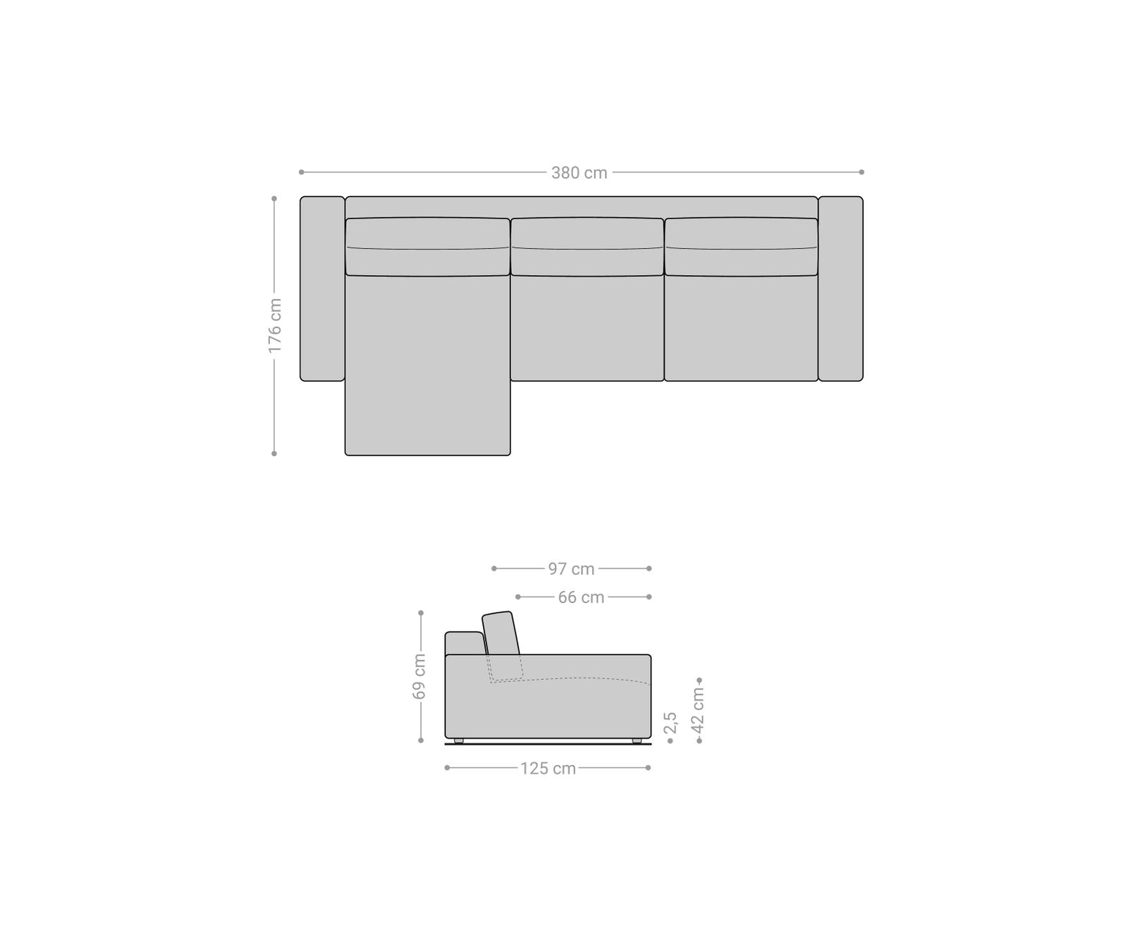 Ecksofa Lanzo XL 380x180 cm Lederimitat Vintage Anthrazit Recamiere variabel 6