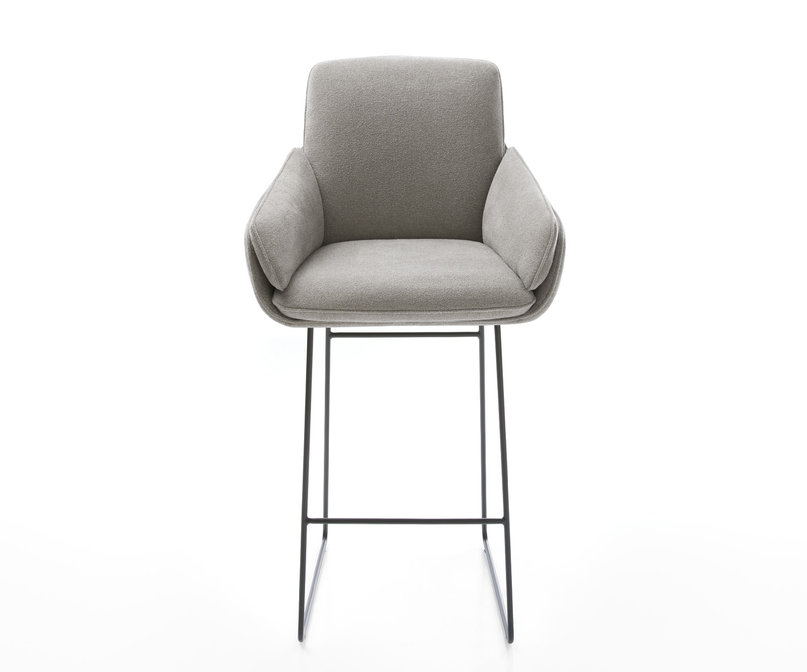 Barstuhl Luan-Flex Strukturstoff Soft Grau Kufengestell Metall Schwarz 1