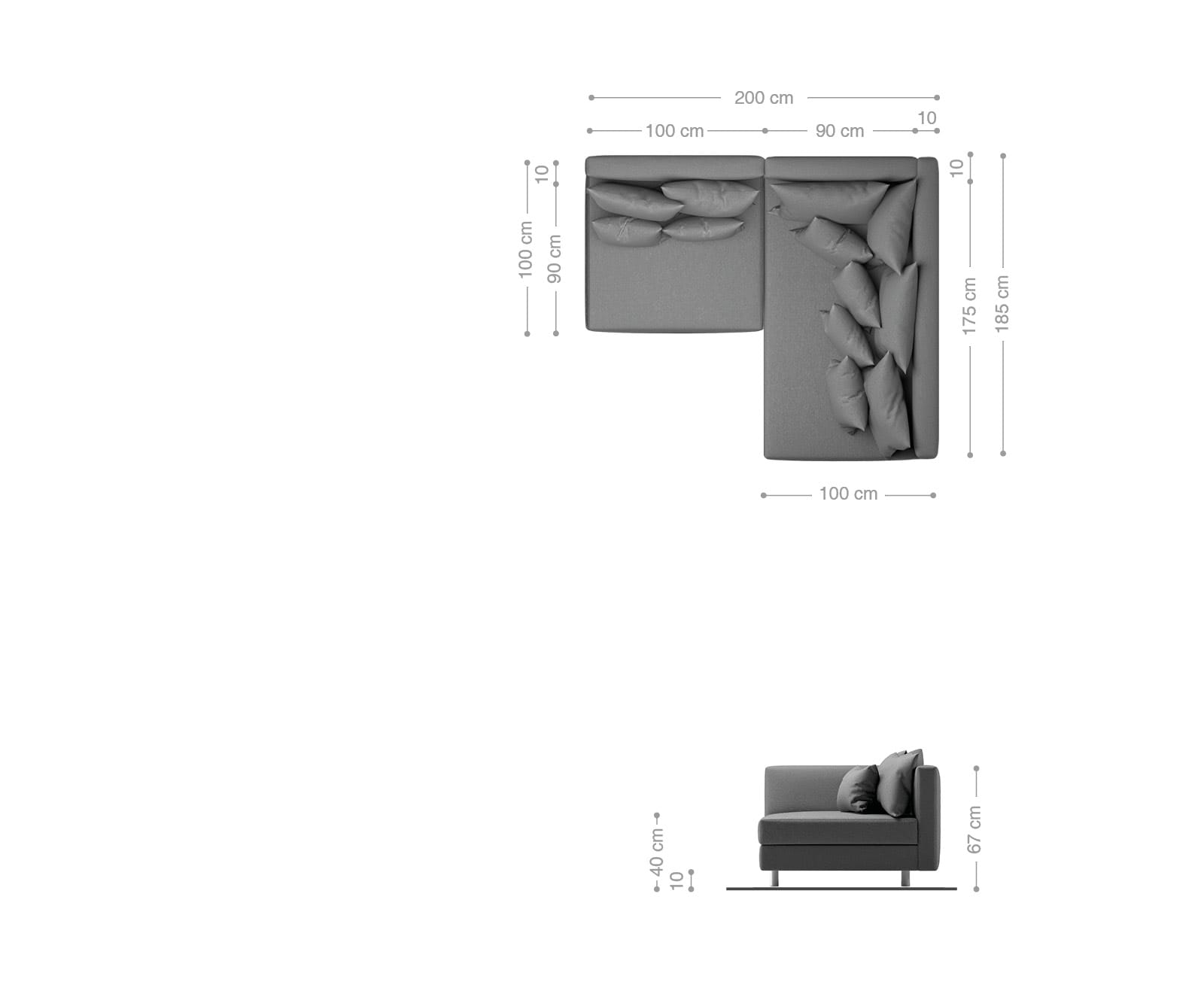 Ecksofa Clovis Weiss Schwarz Ottomane Rechts modular 6 Ecksofa Clovis Weiss Schwarz Ottomane Rechts modular 6
