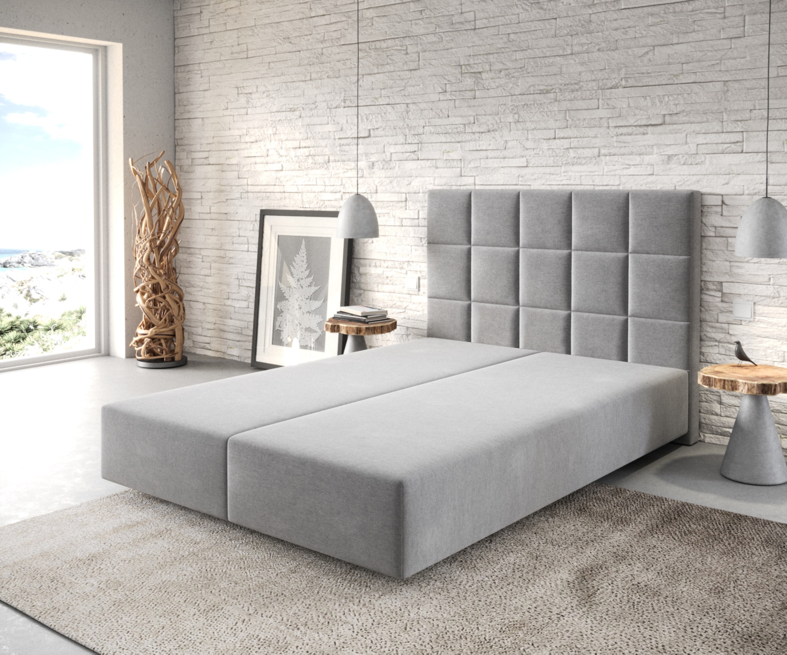 Boxspringgestell Dream-Fine 140x200 cm Mikrofaser Grau Boxspringgestell Dream-Fine 140x200 cm Mikrofaser Grau