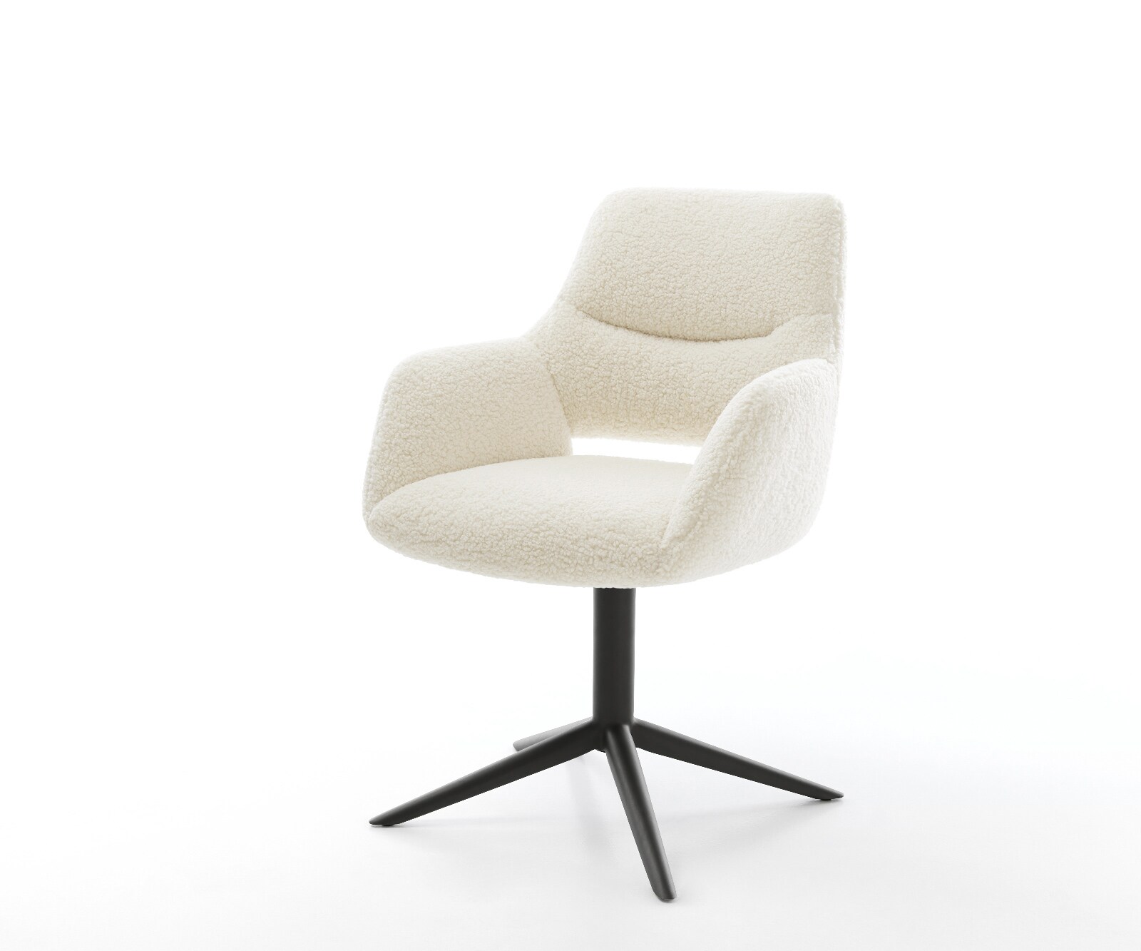 Drehstuhl Yago-Flex mit Armlehnen Teddystoff Beige Fußkreuz Schwarz 360° dr günstig online kaufen