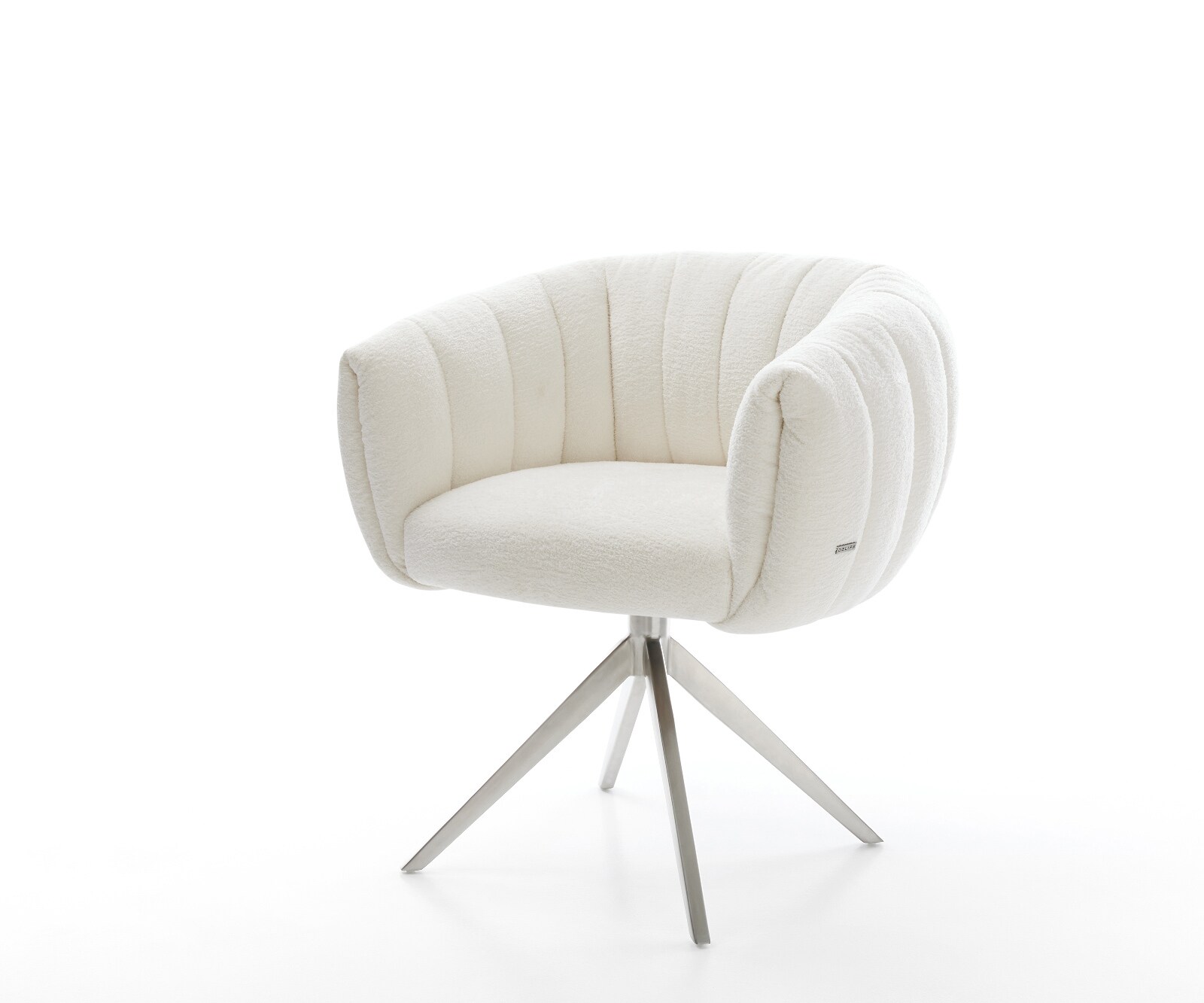 Drehstuhl Jada-Flex Bouclé Soft Beige Kreuzgestell breit Edelstahl 360° dre günstig online kaufen