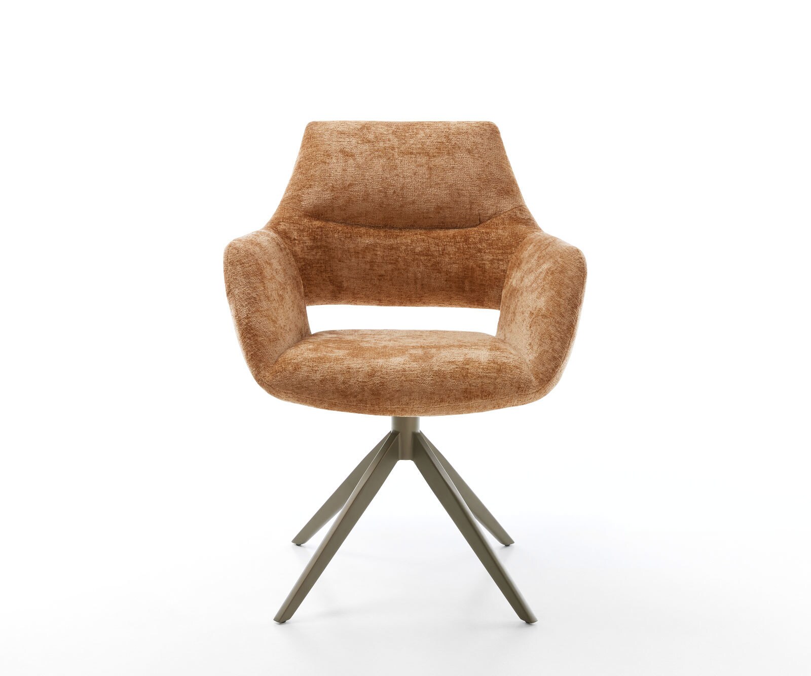 Drehstuhl Yago-Flex mit Armlehnen Chenille Rost Kreuzgestell breit Effektfinish Titan 360° drehbar Wippfunktion Taschenfederkern 1