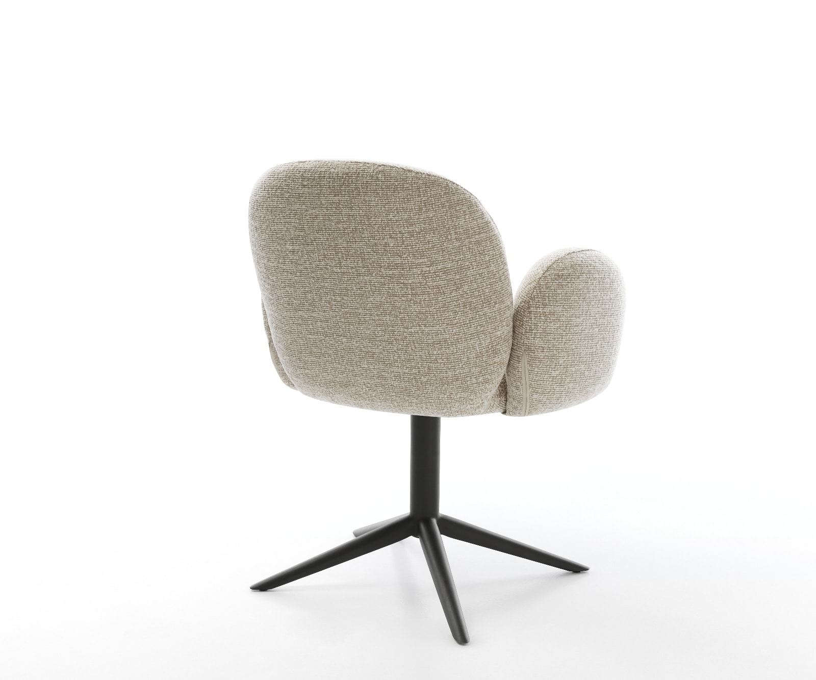 Drehstuhl Nube-Flex mit Armlehnen Webstoff Soft Beige Fußkreuz Schwarz 360° drehbar Wippfunktion Taschenfederkern 4