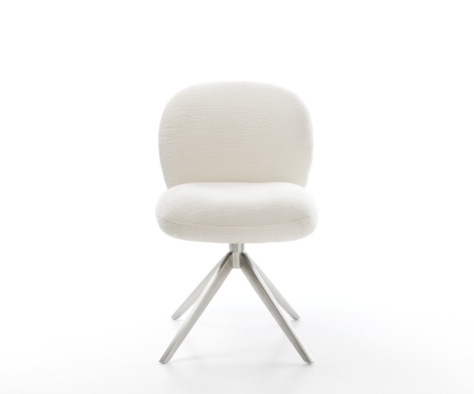Drehstuhl Nube-Flex Bouclé Soft Beige Kreuzgestell breit Edelstahl 360° drehbar Wippfunktion Taschenfederkern 2