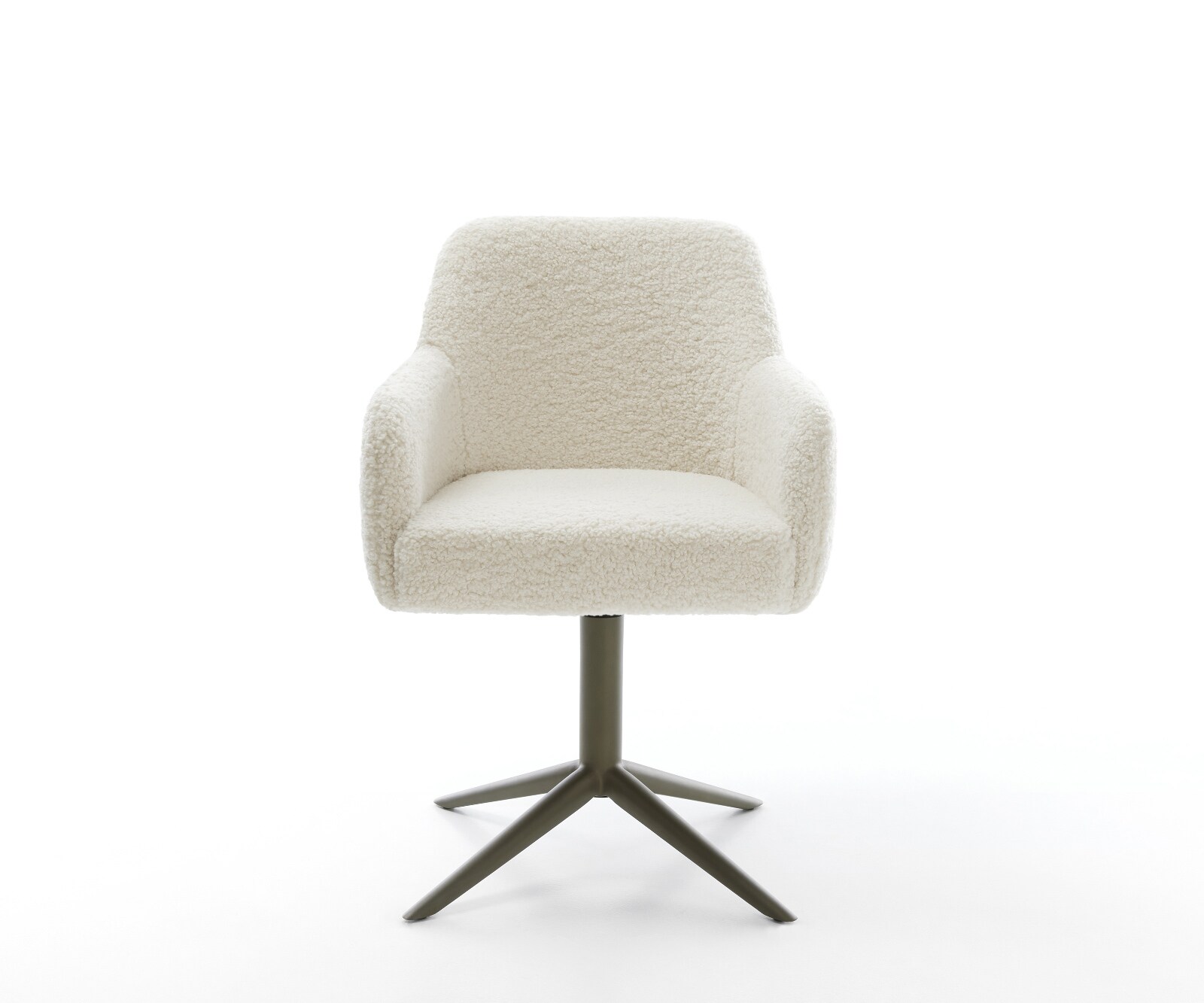 Drehstuhl Greg-Flex Teddystoff Beige Fußkreuz Effektfinish Titan 360° drehbar Wippfunktion Taschenfederkern 2