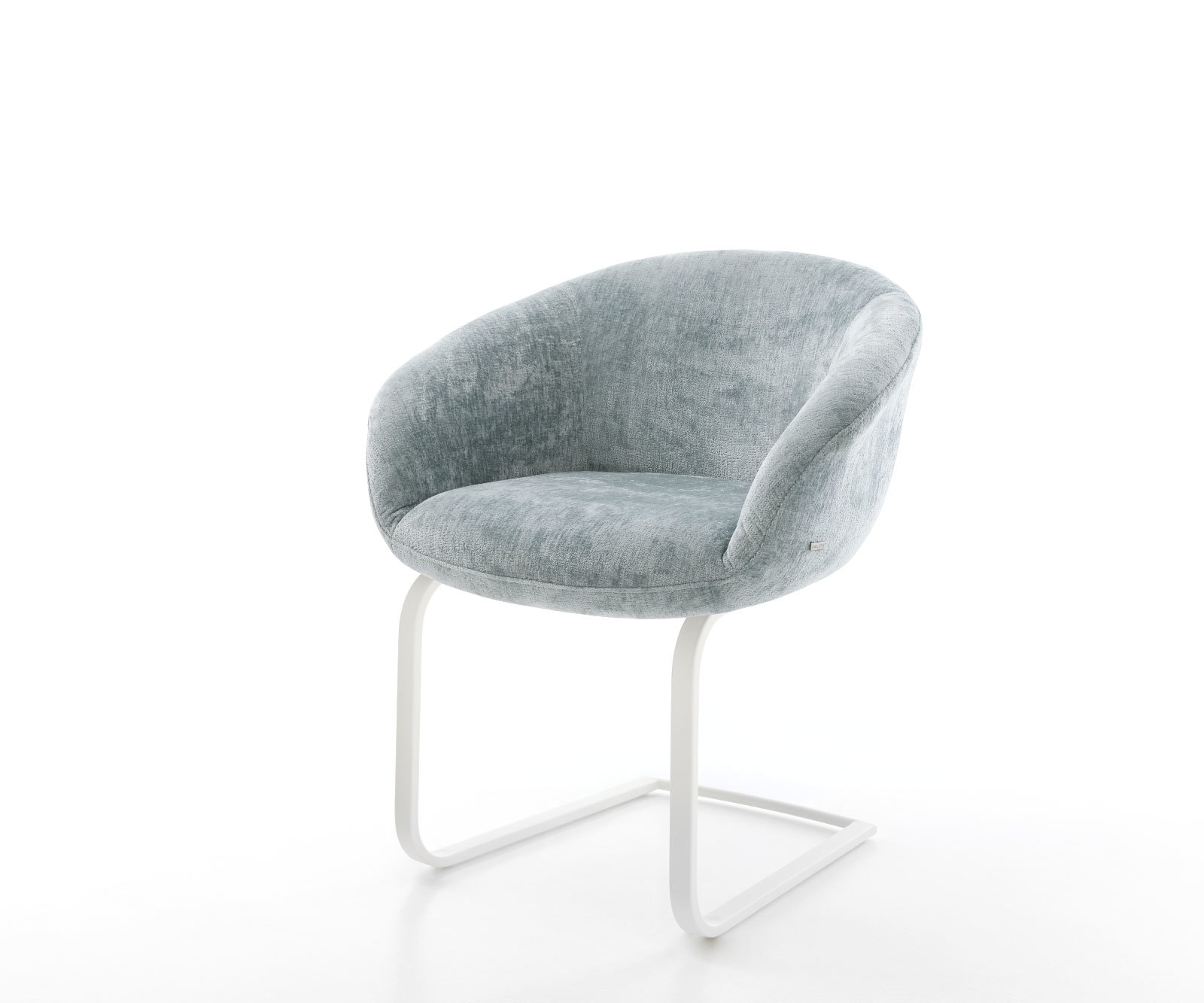 Freischwinger Vinka-Flex mit Armlehnen Chenille Pastellblau Freischwinger flach Weiß Taschenfederkern Freischwinger Vinka-Flex mit Armlehnen Chenille Pastellblau Freischwinger flach Weiß Taschenfederkern