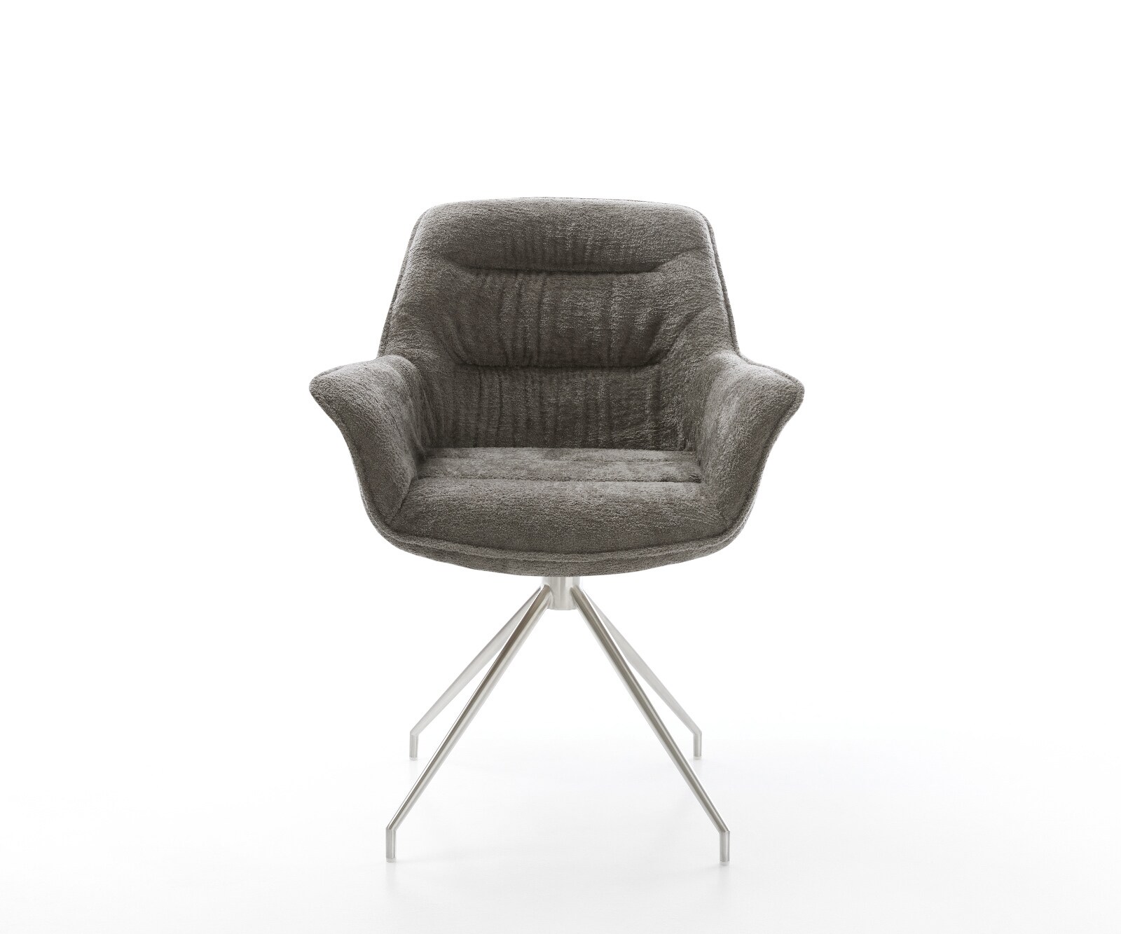 Esszimmerstuhl Kaira-Flex Bouclé Soft Schlamm Kreuzgestell konisch Edelstahl 2